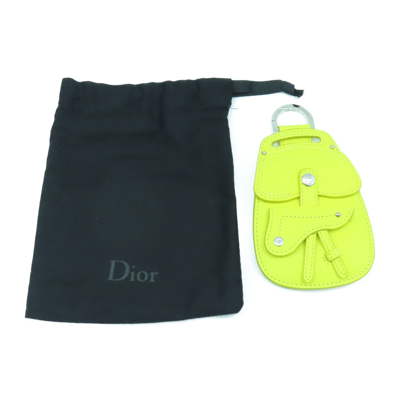 Dior 【激減優惠】牛皮皮革Coin Purse/Key Charm銀扣零錢包/掛飾黃色