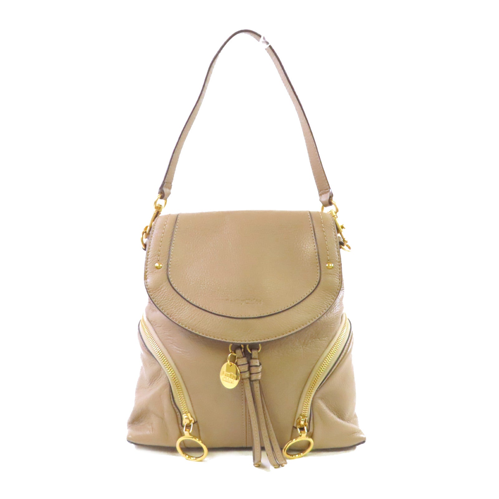 SEE BY CHLOE 牛皮皮革2Way Backpack金扣肩背背包兩用袋灰色