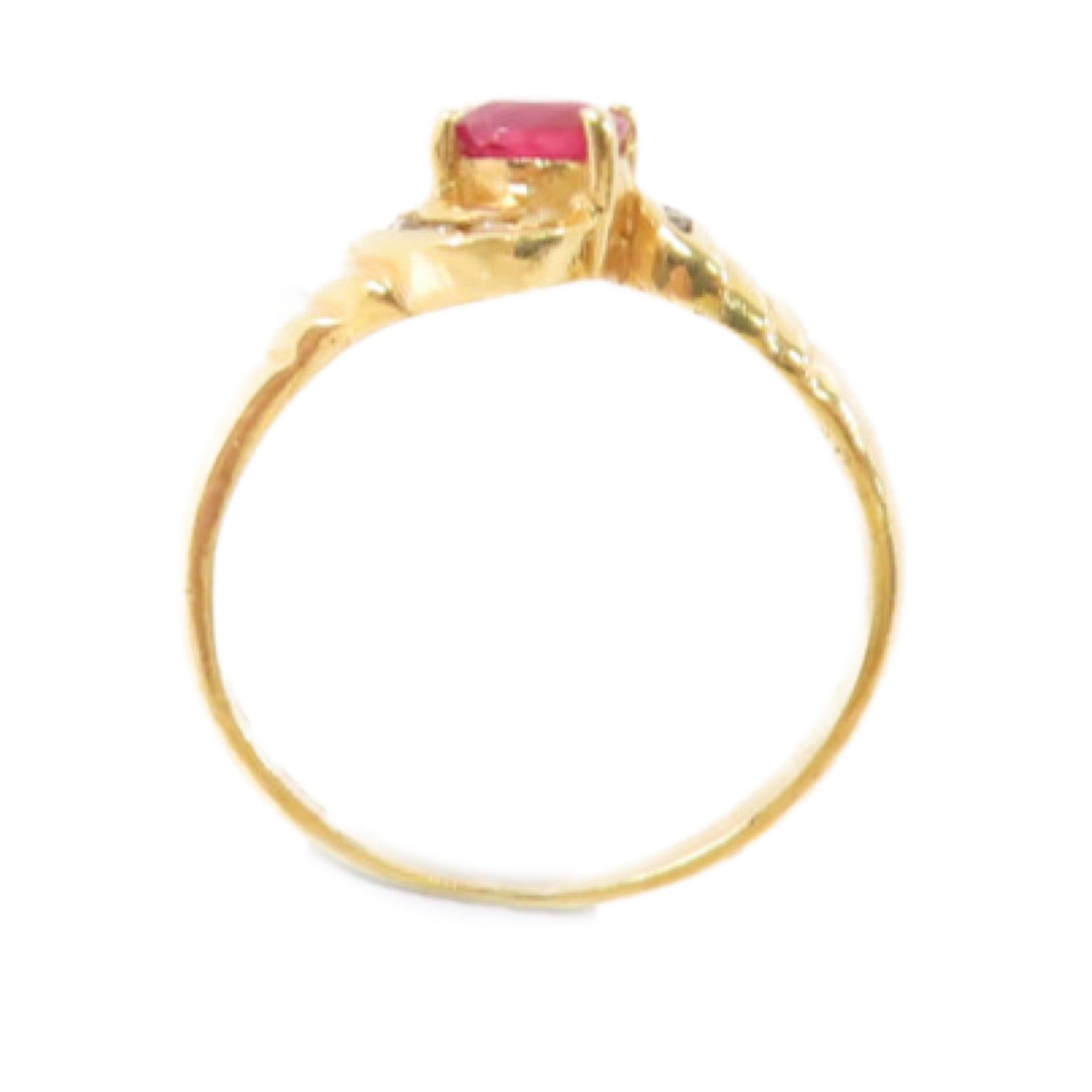 JEWELRY (PRICE DOWN) Ruby Diamond Ring US#5 18K Yellow Gold