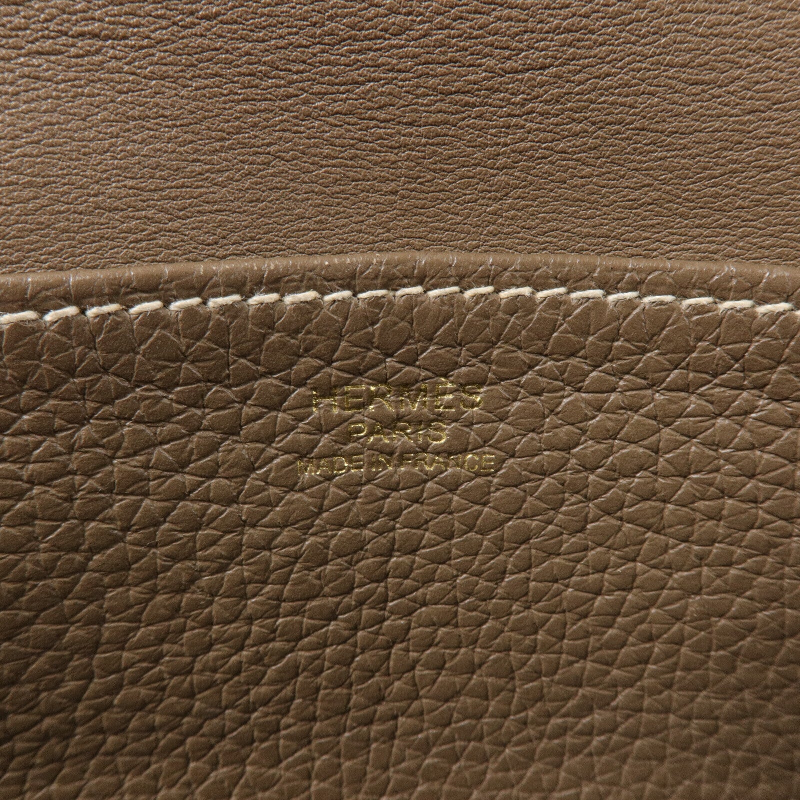 HERMES Clemence皮革Halzan 25手挽肩背兩用袋Etoupe