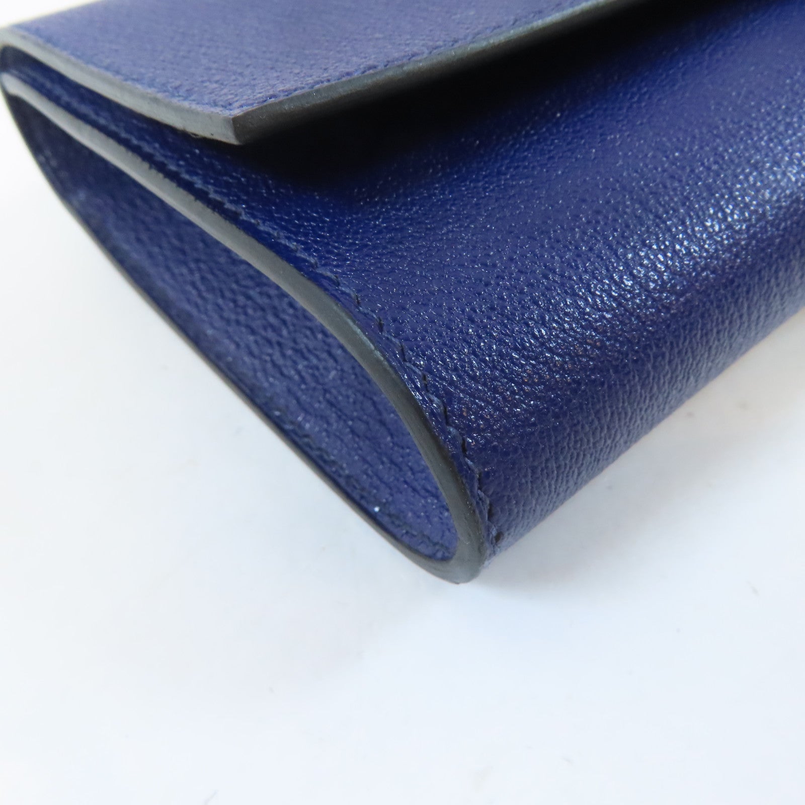 HERMES 【激減優惠】Chevre皮革Medor Clutch金扣手拿包藍色