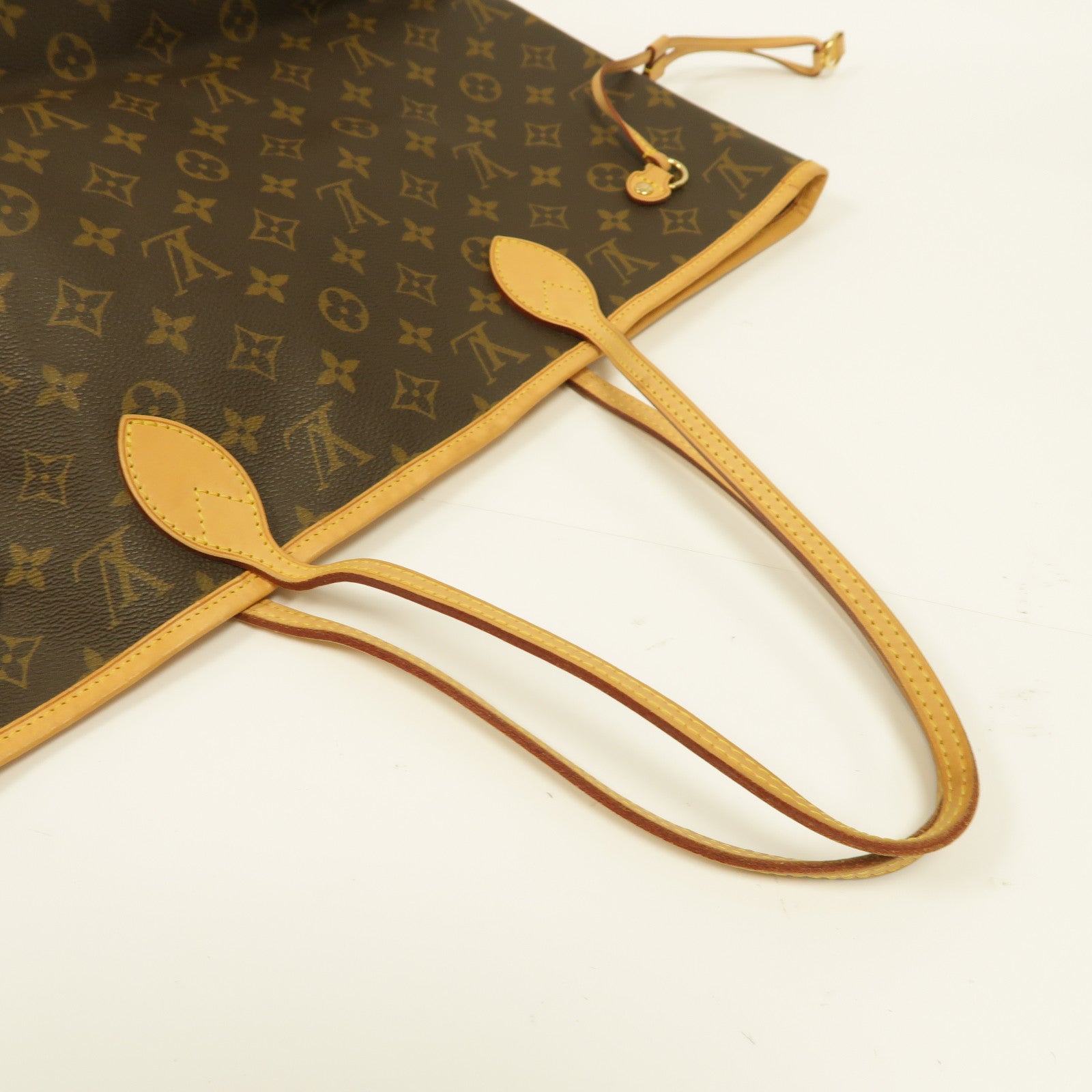 LOUIS VUITTON Monogram Neverfull MM金扣手挽袋啡色