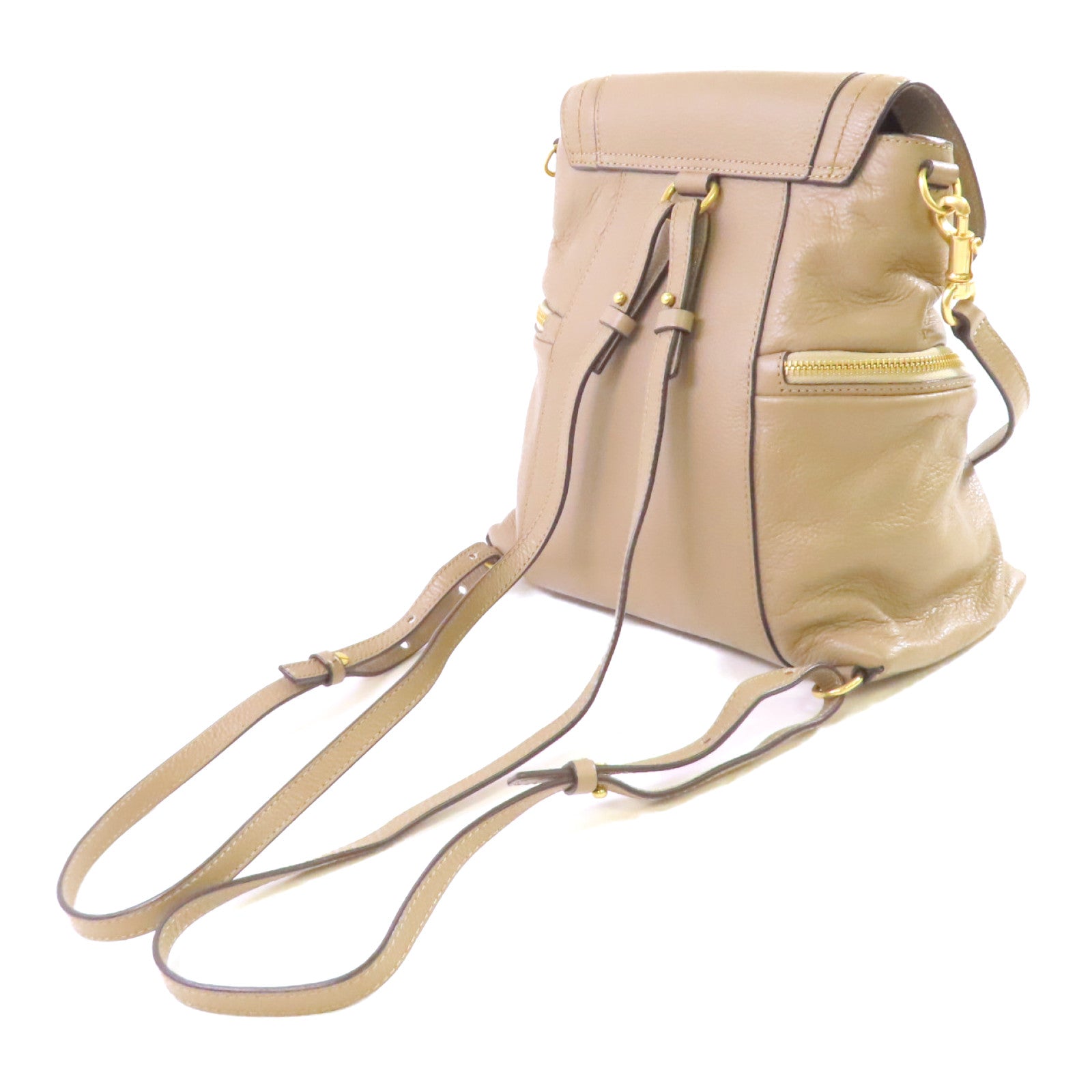 SEE BY CHLOE 牛皮皮革2Way Backpack金扣肩背背包兩用袋灰色