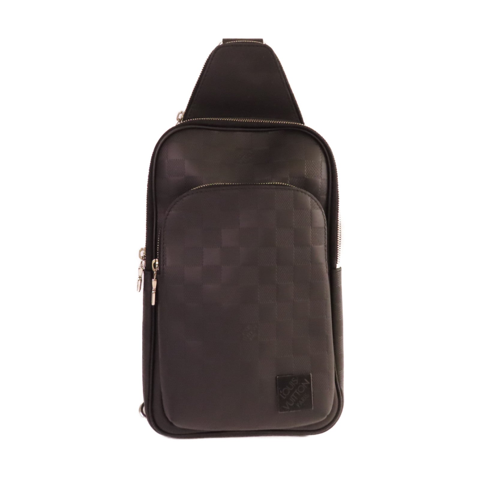 LOUIS VUITTON Damier Infini Avenue Slingbag銀扣肩背袋黑色