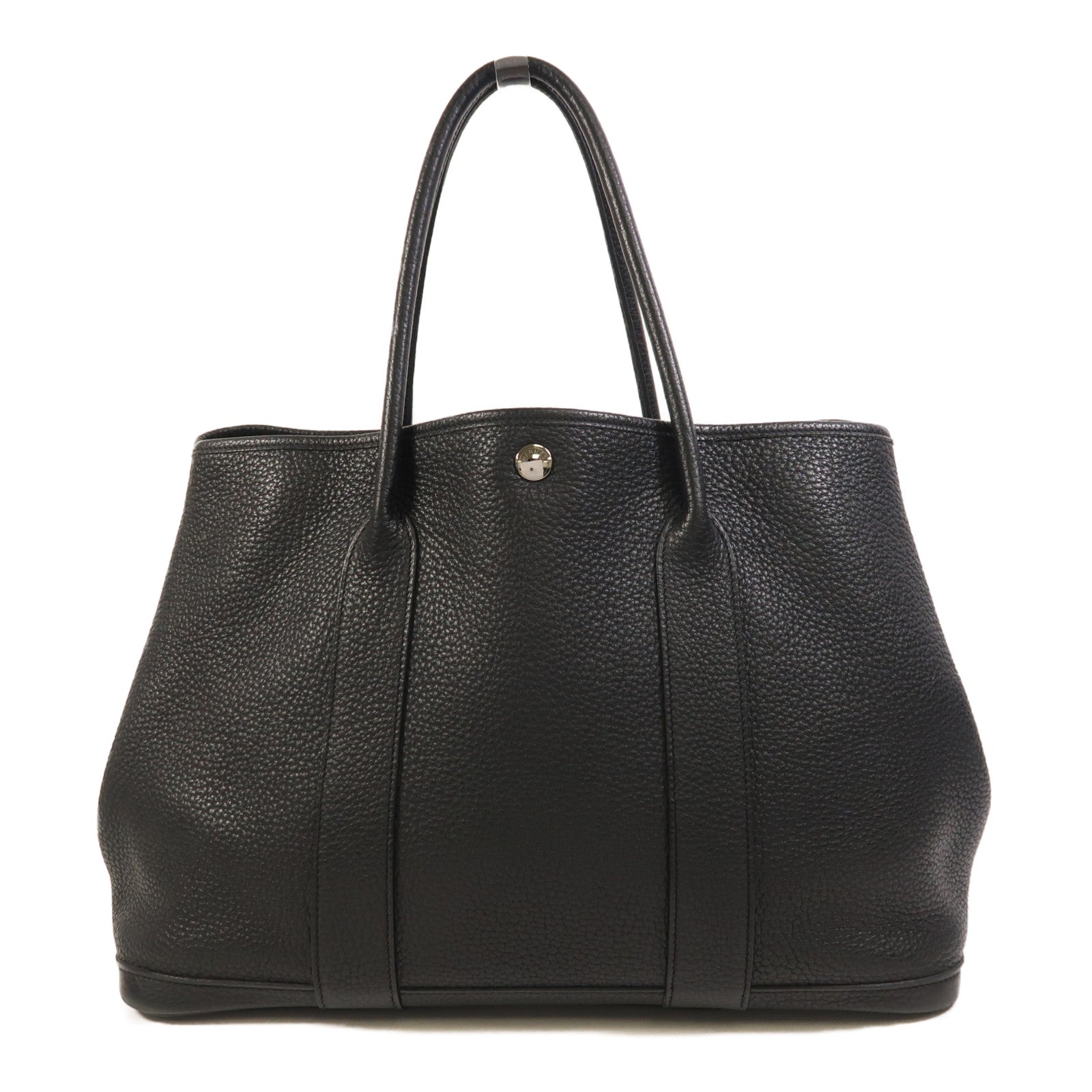 HERMES Negonda皮革Garden Party PM銀扣手挽袋Noir