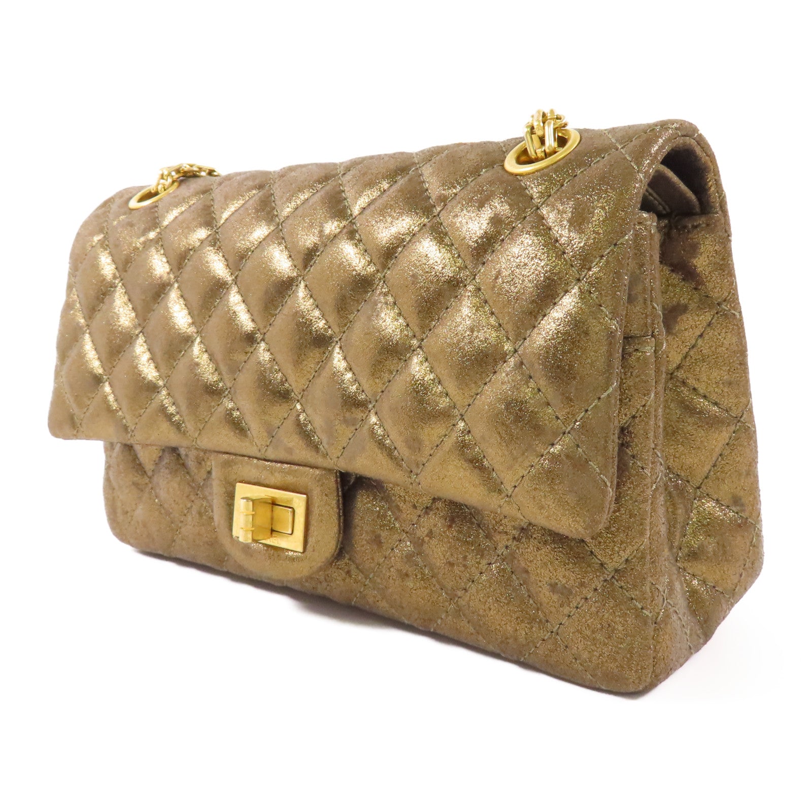 CHANEL 牛皮皮革2.55金扣鏈帶肩背袋