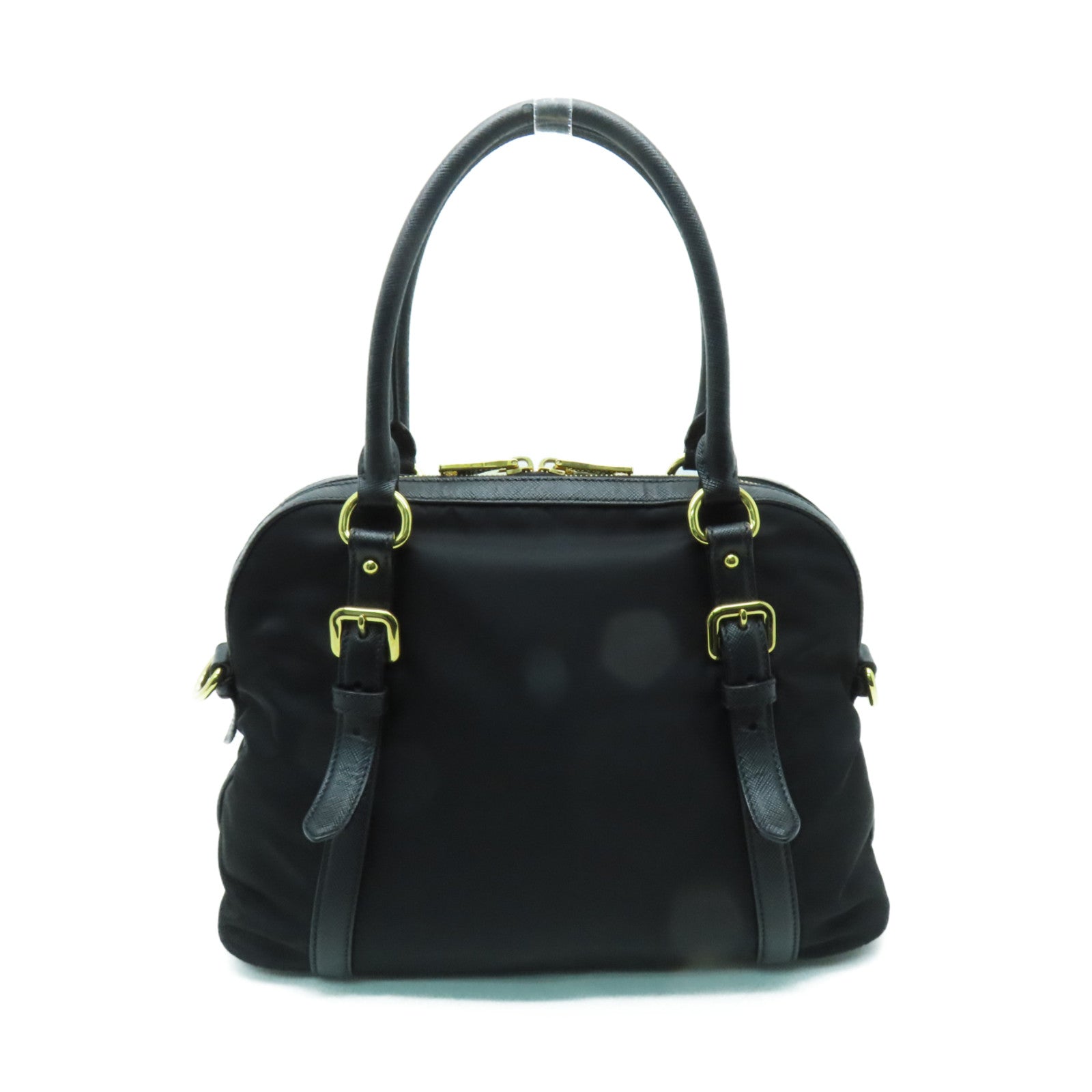 PRADA 【激減優惠】尼龍/Saffiano皮革Shoulder Bag金扣肩背袋黑色