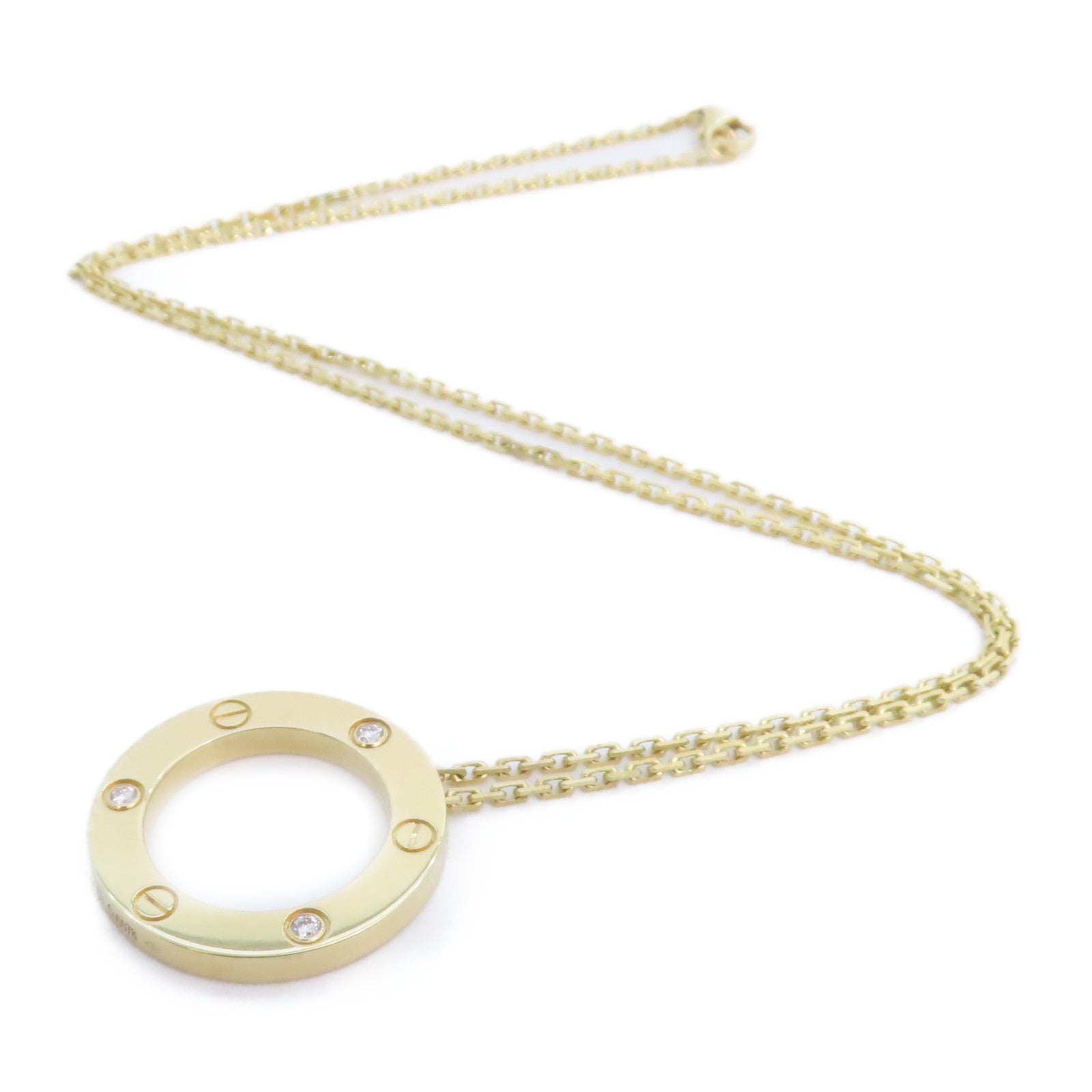 CARTIER GHW Love Circle 3P Diamond Necklace B7014500 18K Yellow Gold