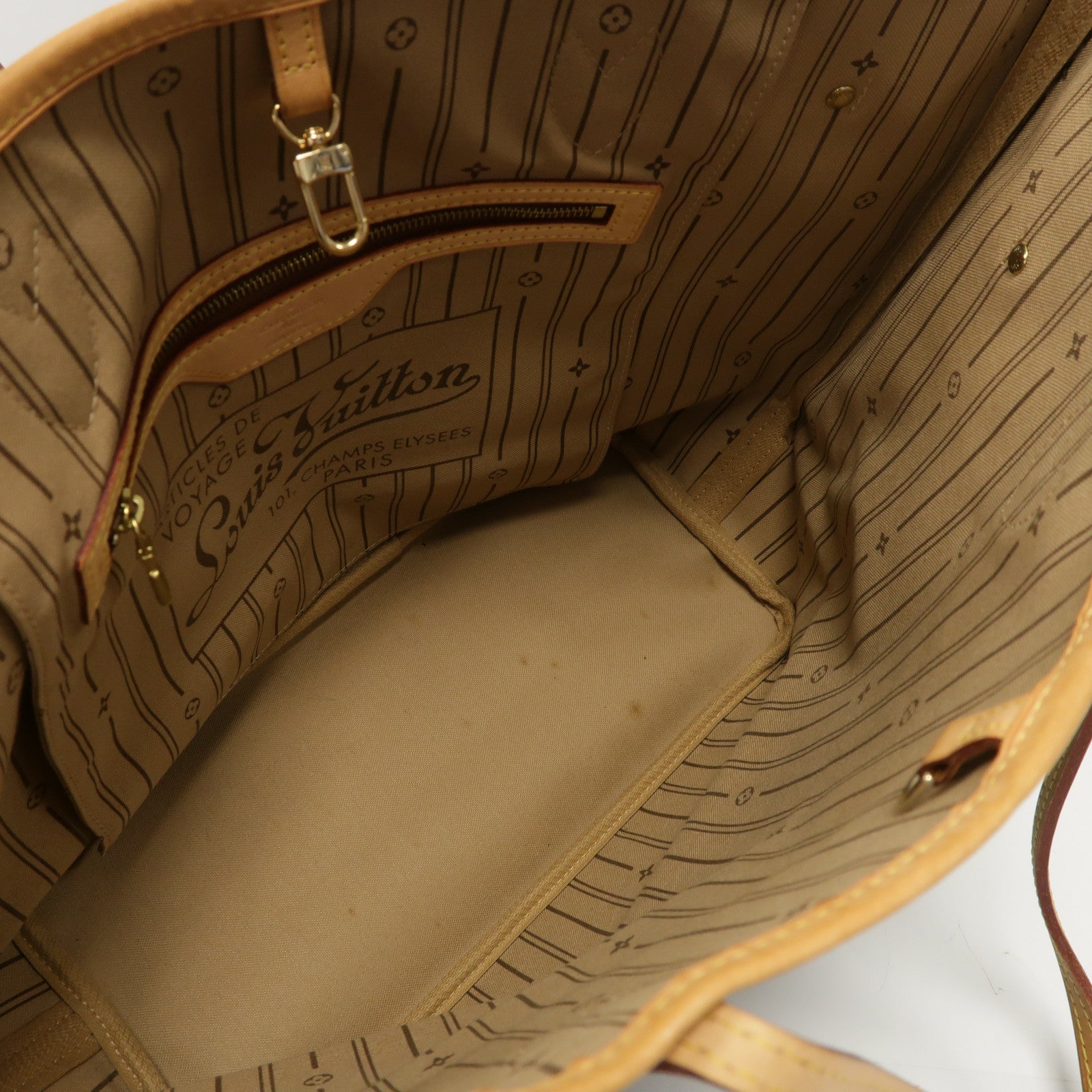 LOUIS VUITTON Monogram Neverfull MM金扣手挽袋啡色