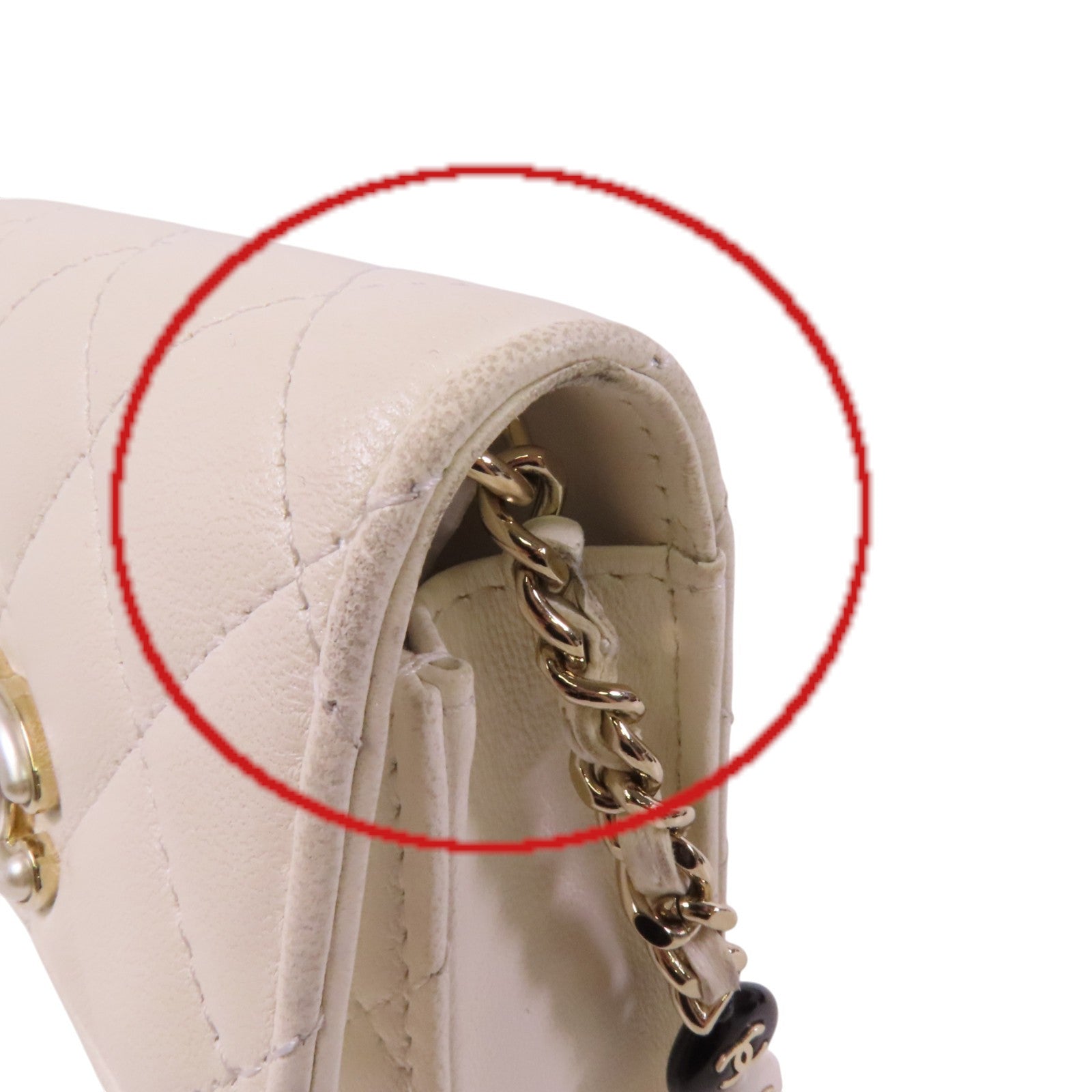 CHANEL 羊皮皮革Phone Bag金扣鏈帶肩背袋