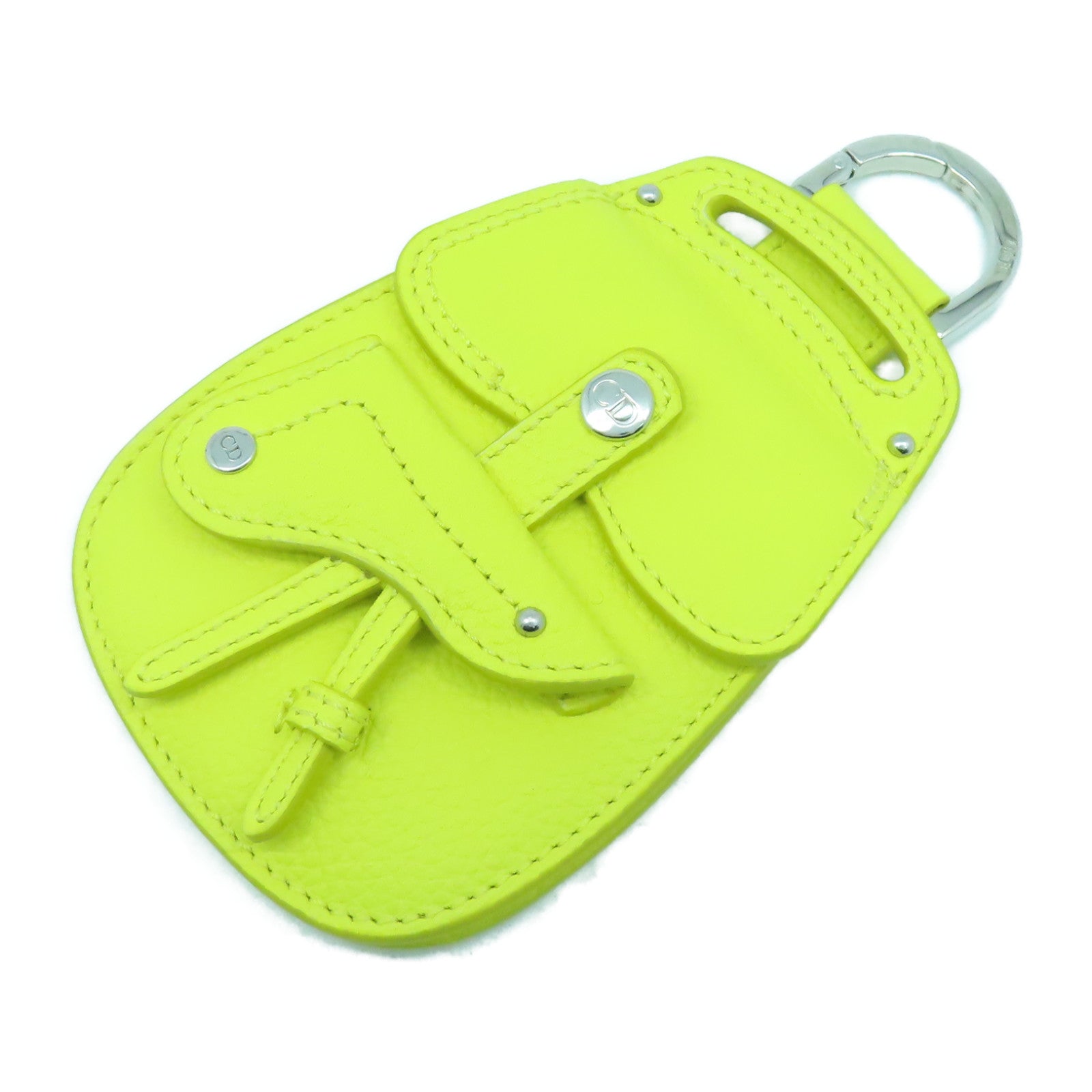 Dior 【激減優惠】牛皮皮革Coin Purse/Key Charm銀扣零錢包/掛飾黃色