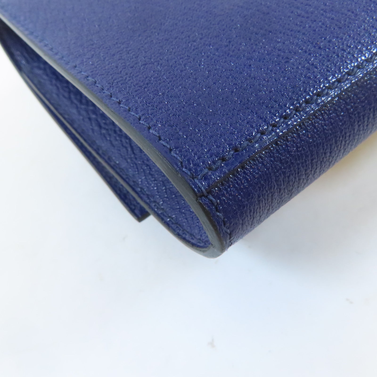 HERMES 【激減優惠】Chevre皮革Medor Clutch金扣手拿包藍色