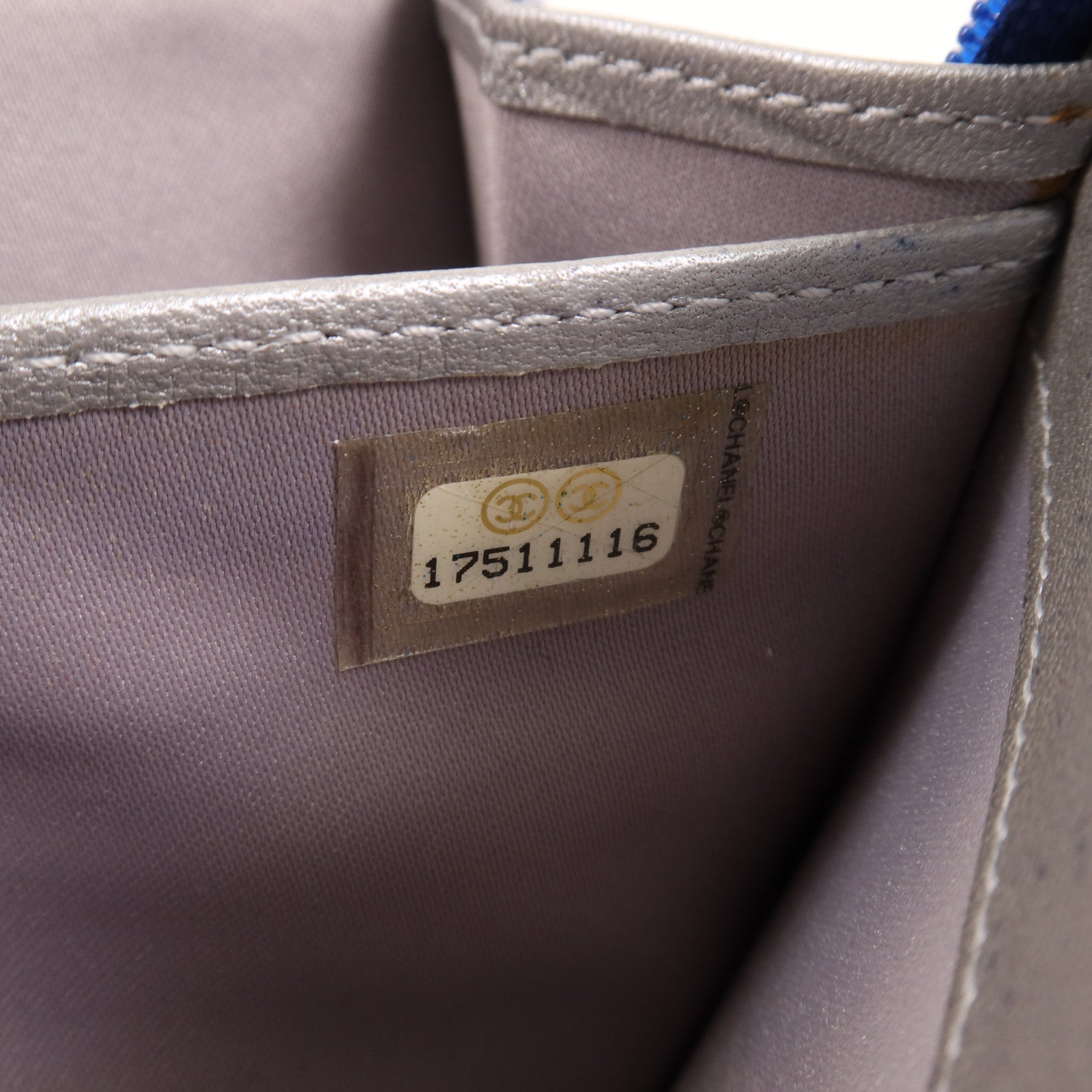 CHANEL 羊皮皮革Long Wallet銀扣長錢包