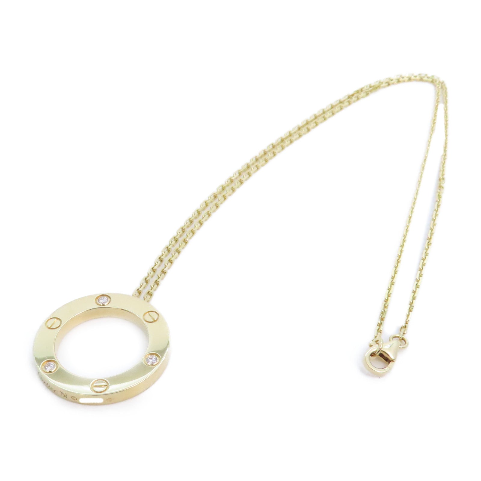 CARTIER GHW Love Circle 3P Diamond Necklace B7014500 18K Yellow Gold