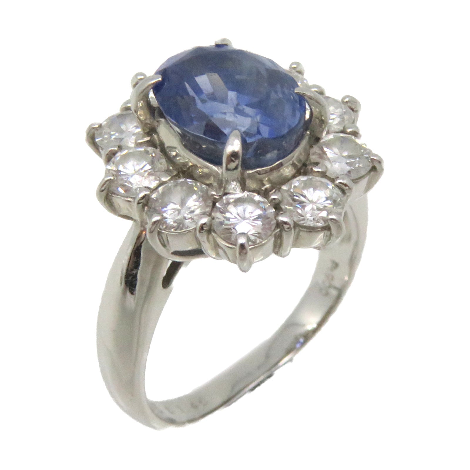 JEWELRY PT900 Platinum 3.995ct Sapphire/1.40ct Diamond Sapphire Ring Ring US#6