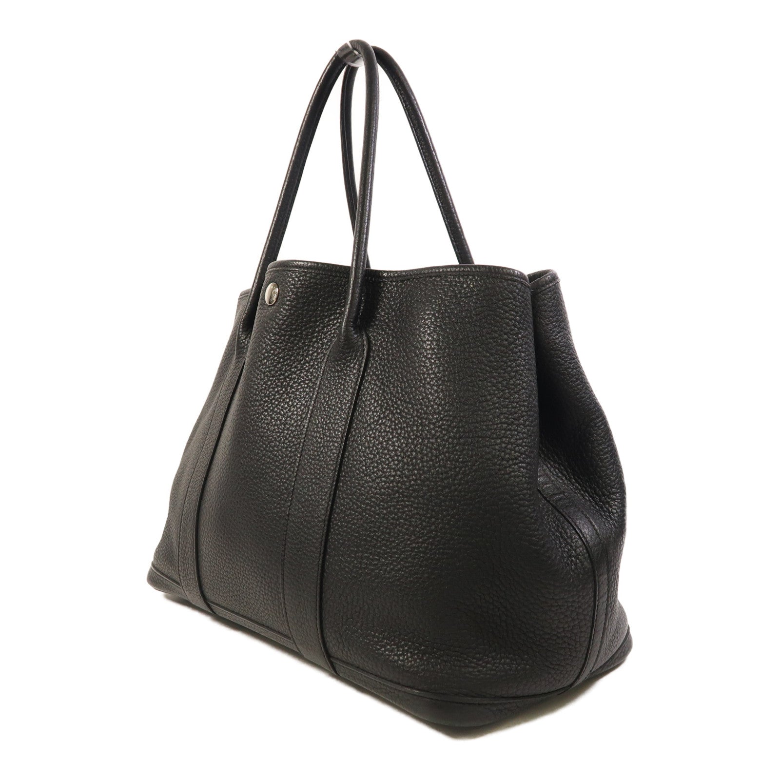 HERMES Negonda皮革Garden Party PM銀扣手挽袋Noir
