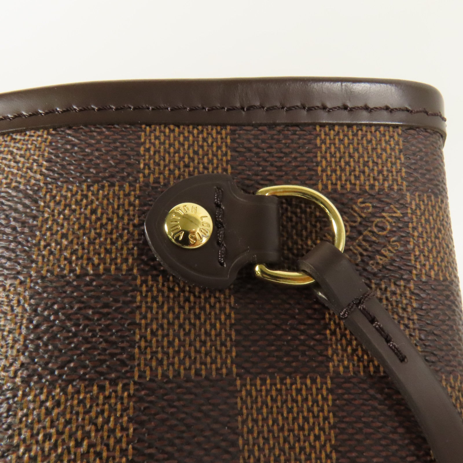 LOUIS VUITTON Damier Neverfull PM金扣手挽袋