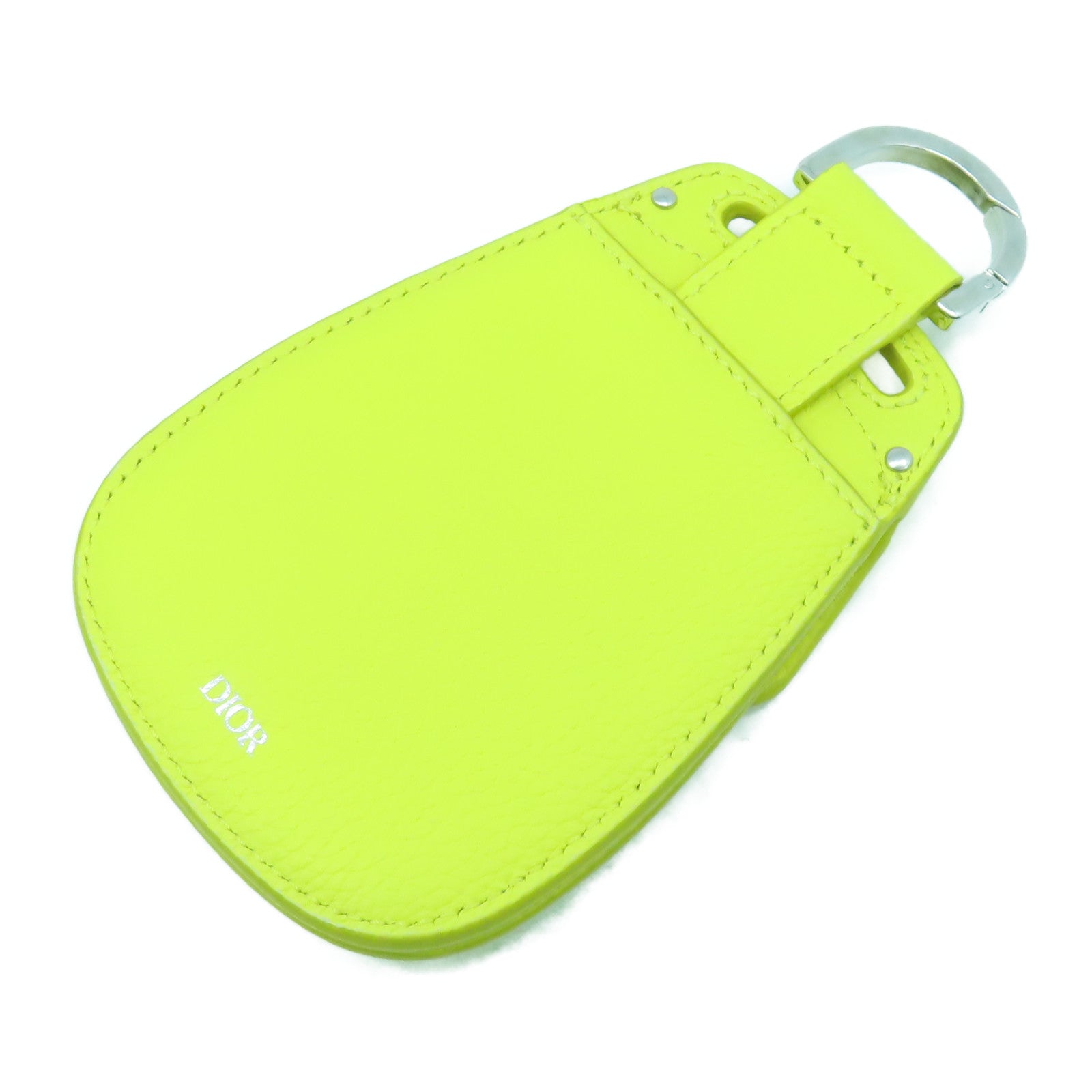 Dior 【激減優惠】牛皮皮革Coin Purse/Key Charm銀扣零錢包/掛飾黃色