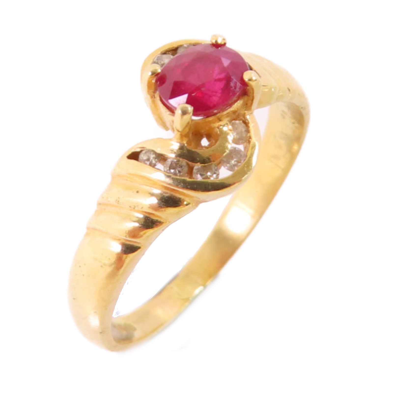 JEWELRY (PRICE DOWN) Ruby Diamond Ring US#5 18K Yellow Gold