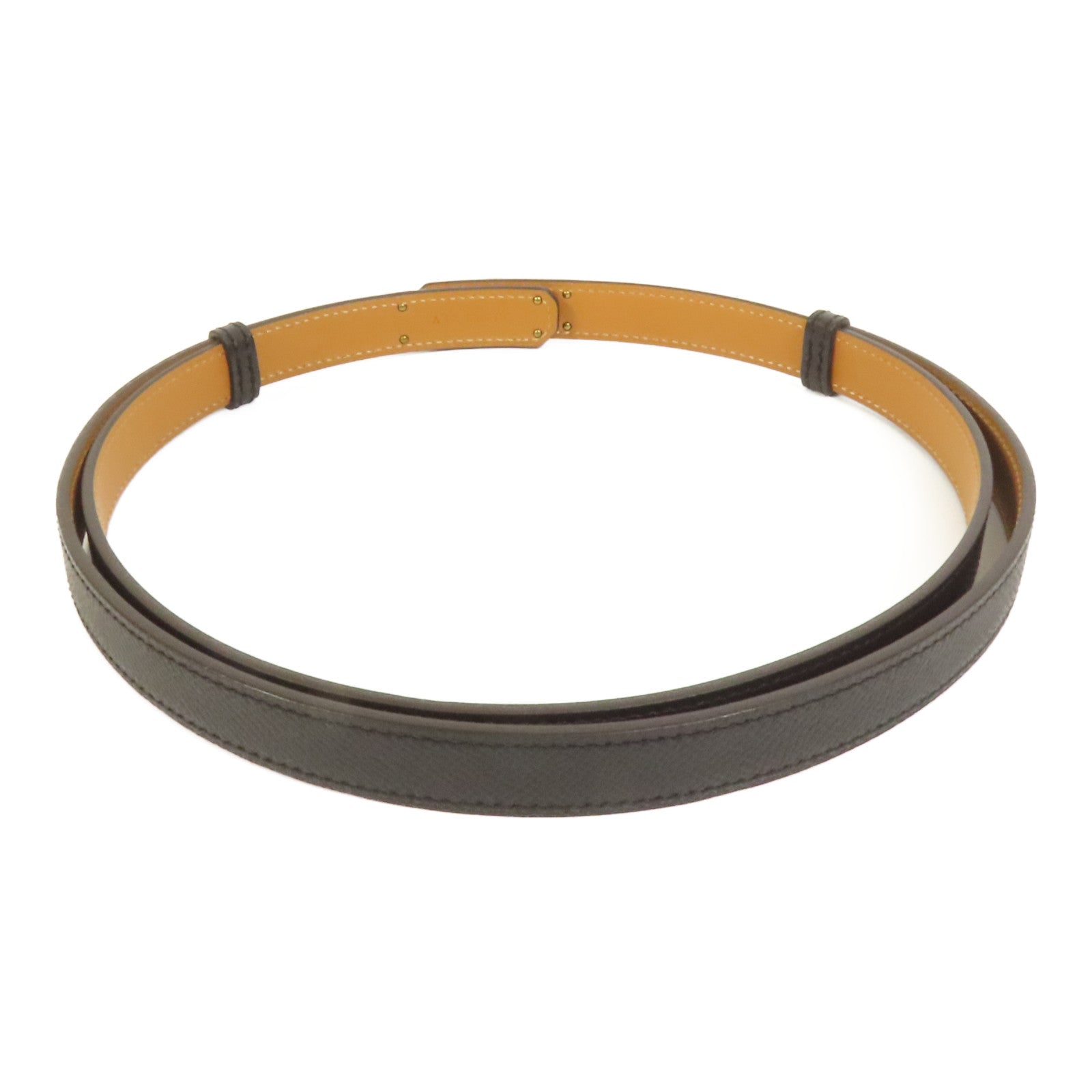 HERMES Epsom皮革Kelly Belt玫瑰金扣皮帶Noir