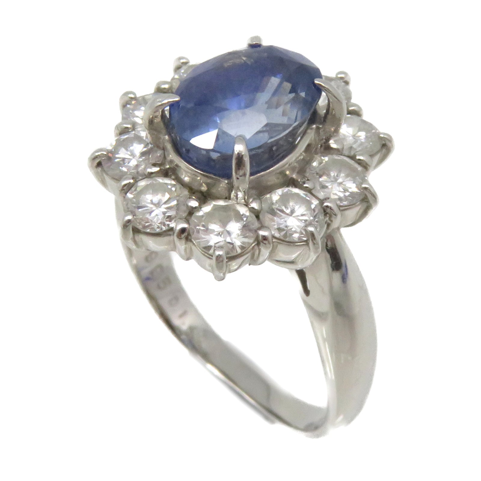 JEWELRY PT900 Platinum 3.995ct Sapphire/1.40ct Diamond Sapphire Ring Ring US#6
