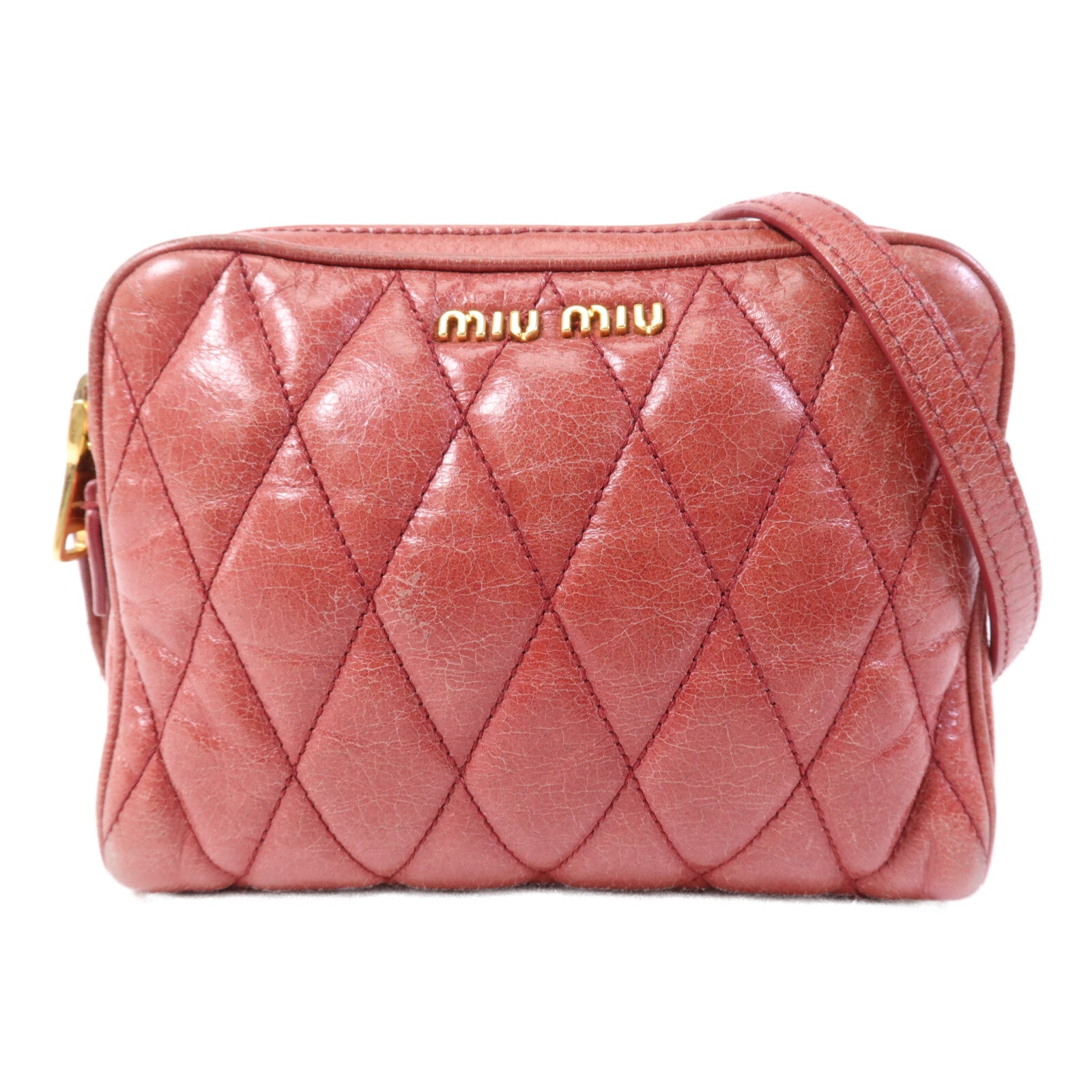 Miu Miu 牛皮皮革Camera Bag金扣肩背袋