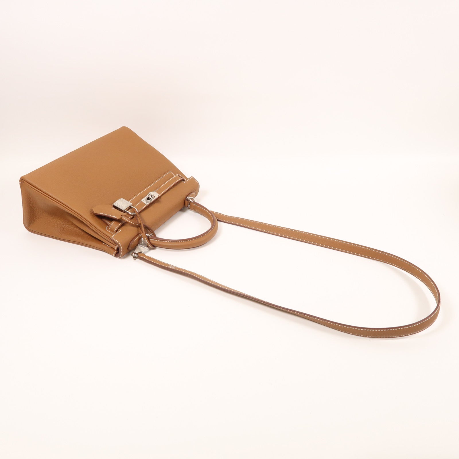 HERMES Clemence皮革Kelly 25銀扣手挽肩背兩用袋