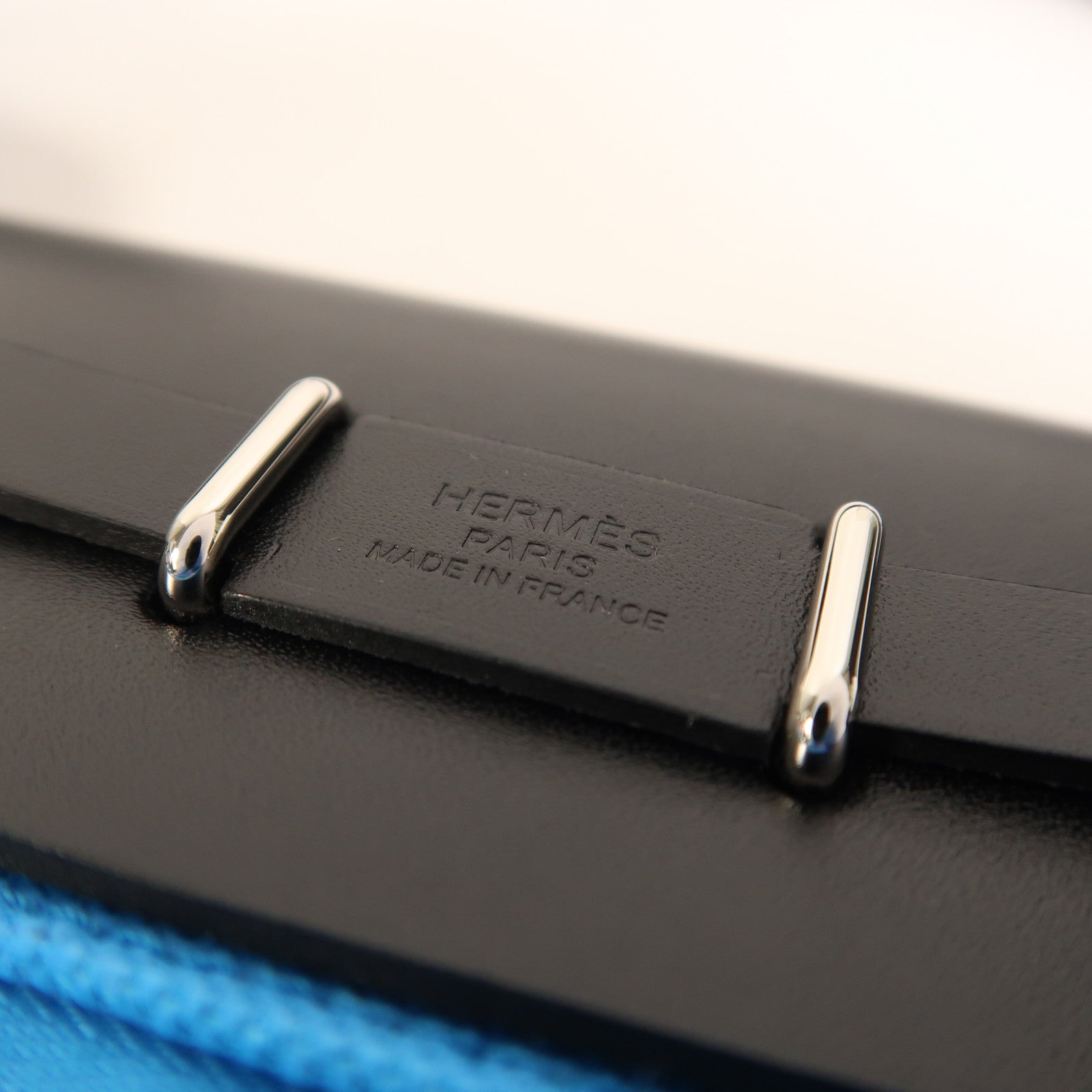 HERMES 帆布Herbag Zip 20銀扣肩背袋Bleu Riviera/Noir