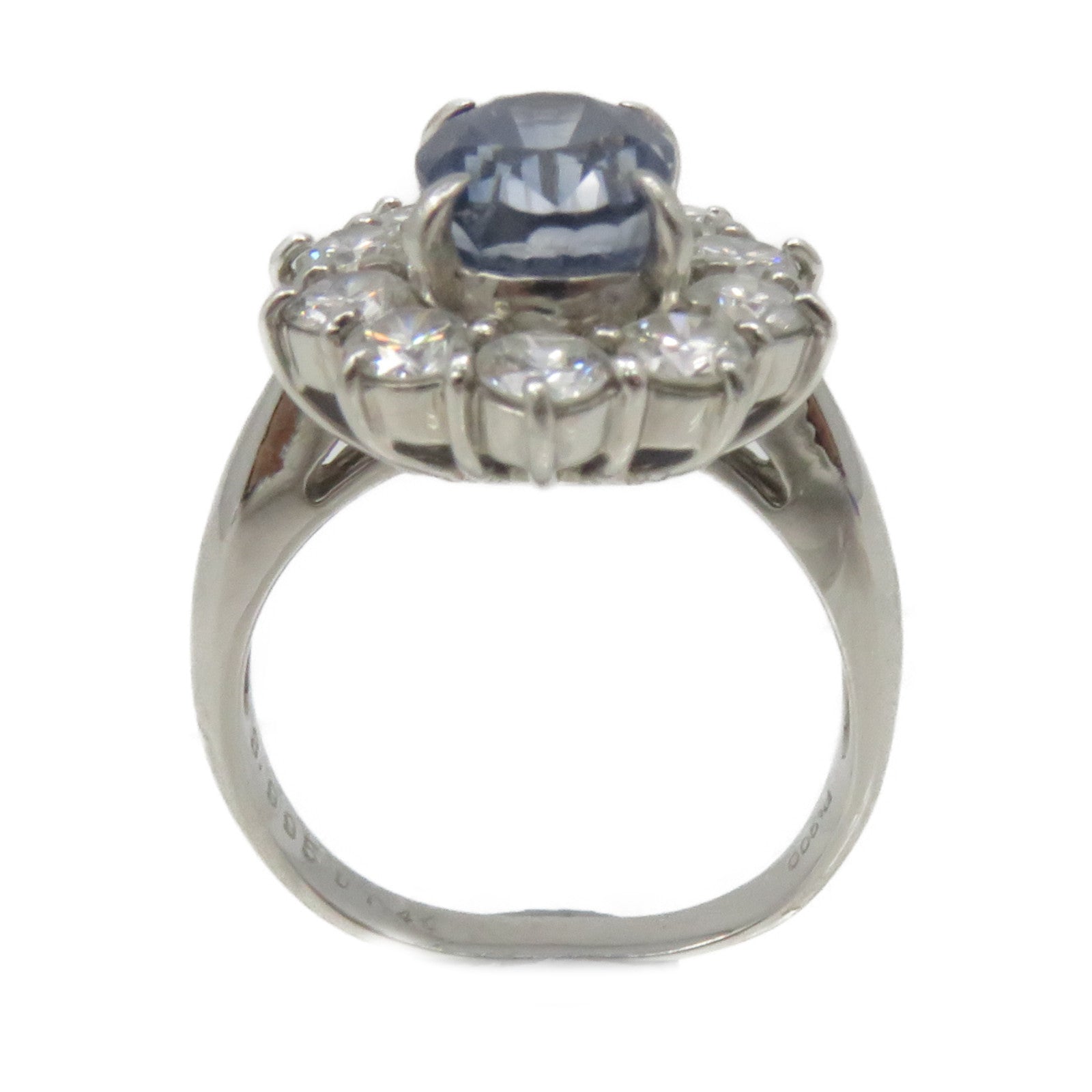 JEWELRY PT900 Platinum 3.995ct Sapphire/1.40ct Diamond Sapphire Ring Ring US#6