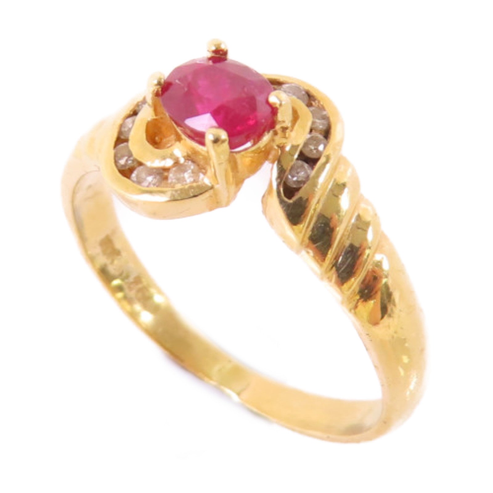 JEWELRY (PRICE DOWN) Ruby Diamond Ring US#5 18K Yellow Gold