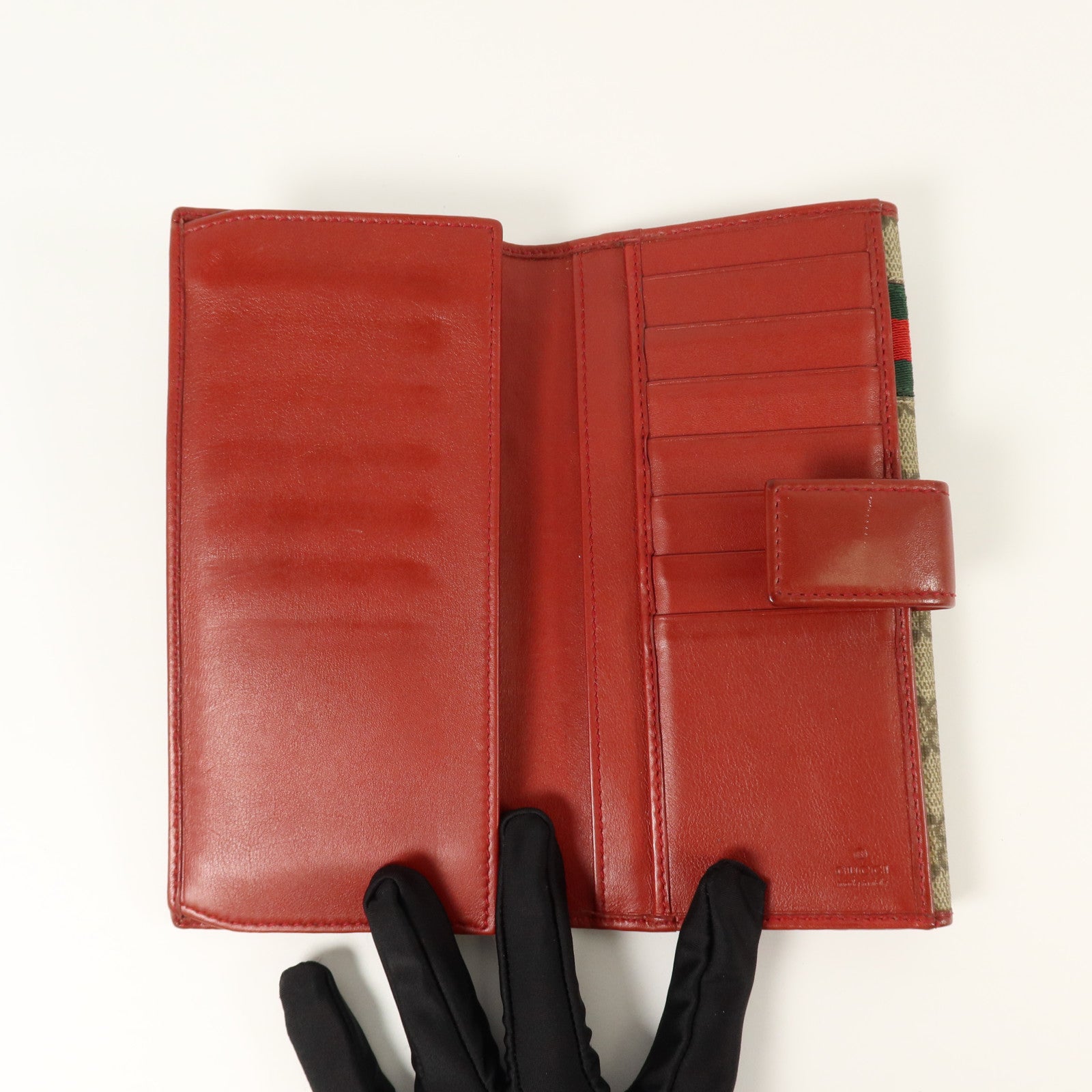 GUCCI 塗層帆布Wed Continental Long Wallet金扣長錢包