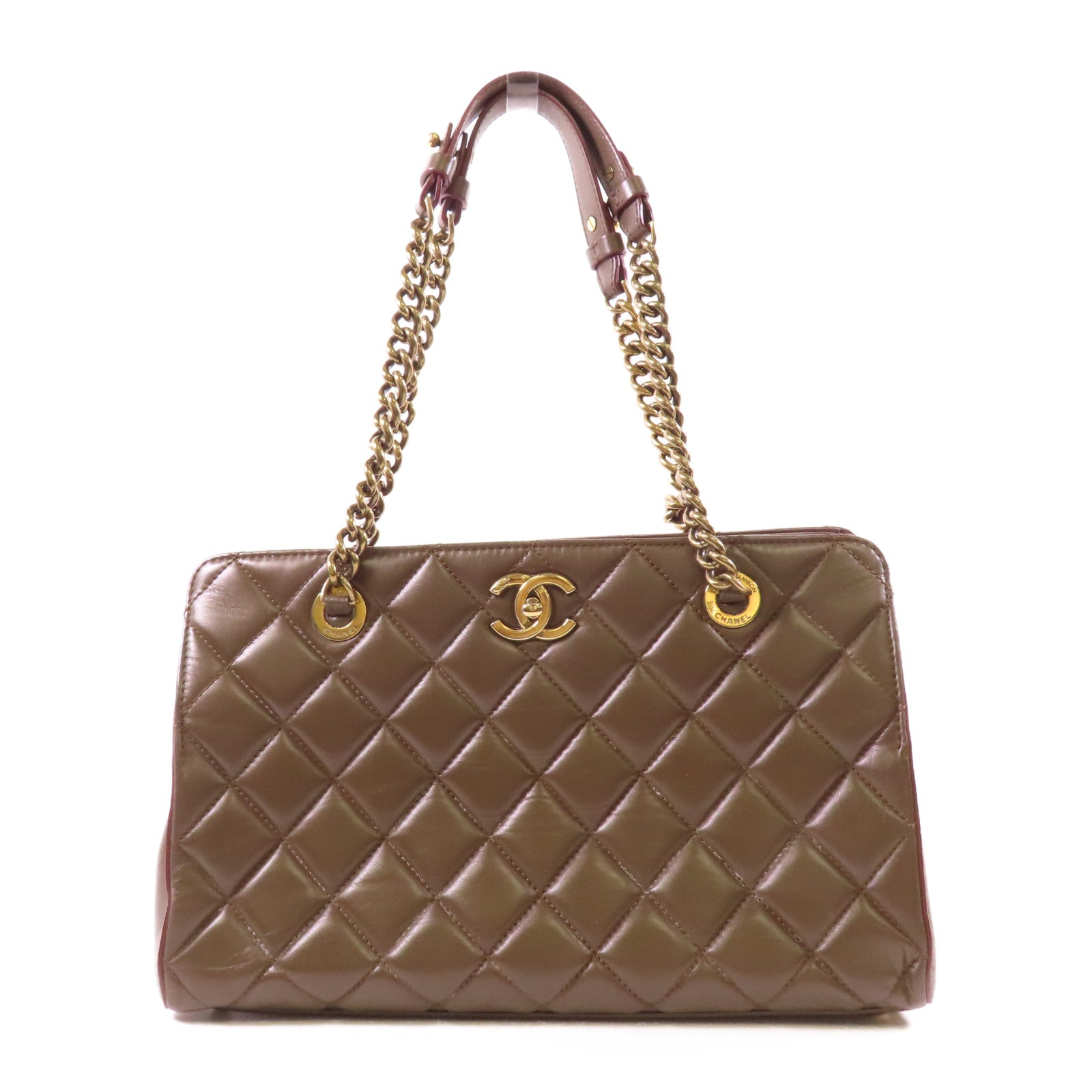 CHANEL 羊皮皮革Chain Shoulder金扣鏈帶肩背袋