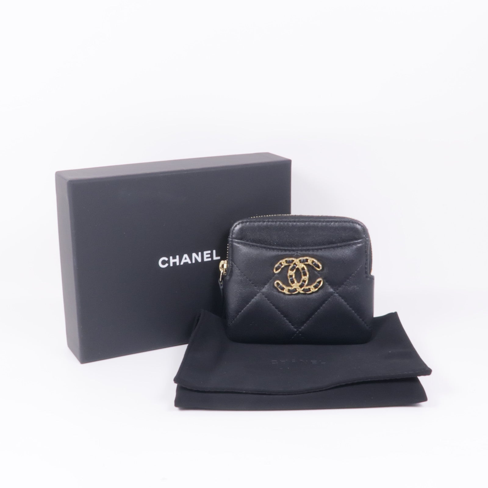 CHANEL 羊皮皮革Small Wallet金扣錢包