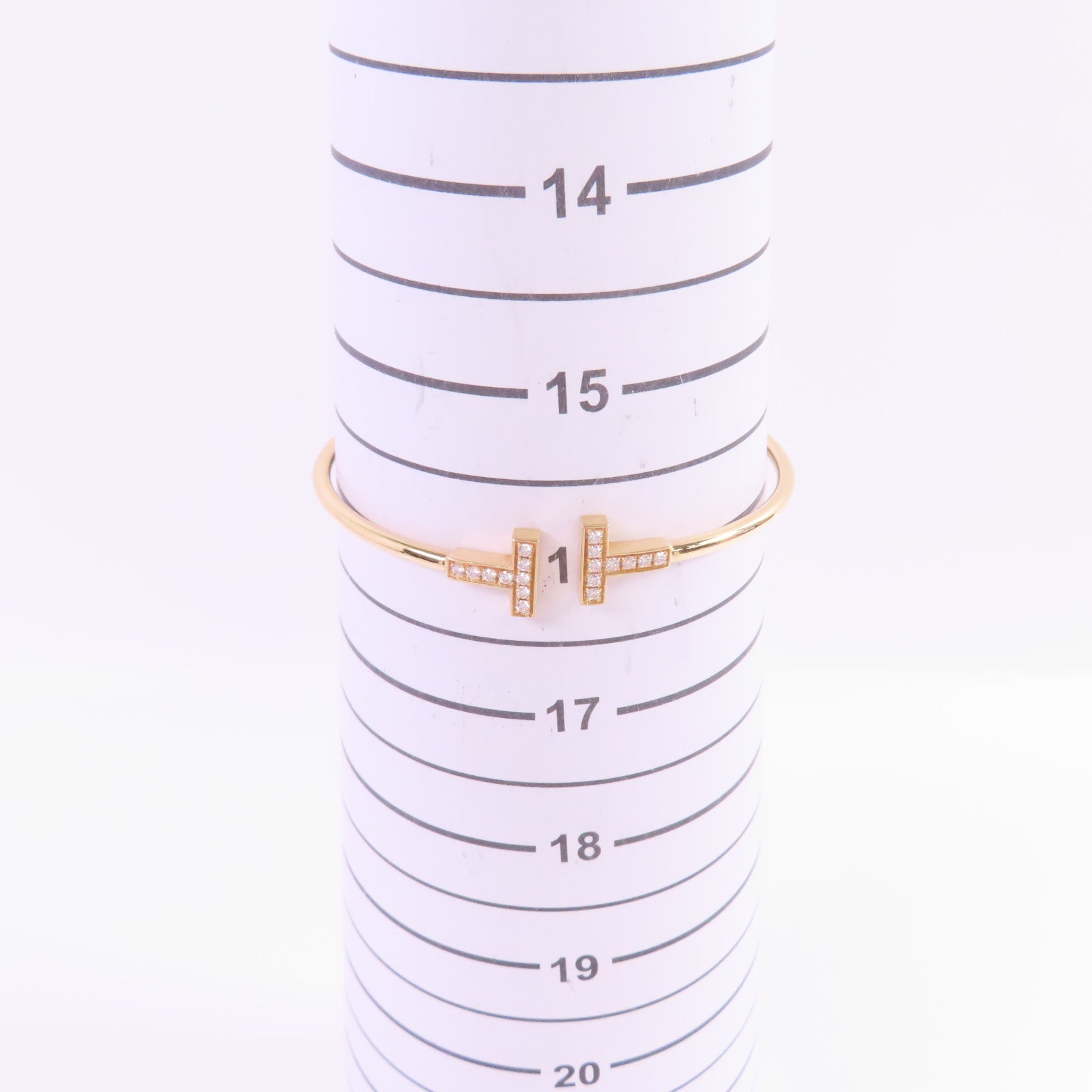 TIFFANY＆CO 18K玫瑰金/鑽石T Wire Bangle手鐲