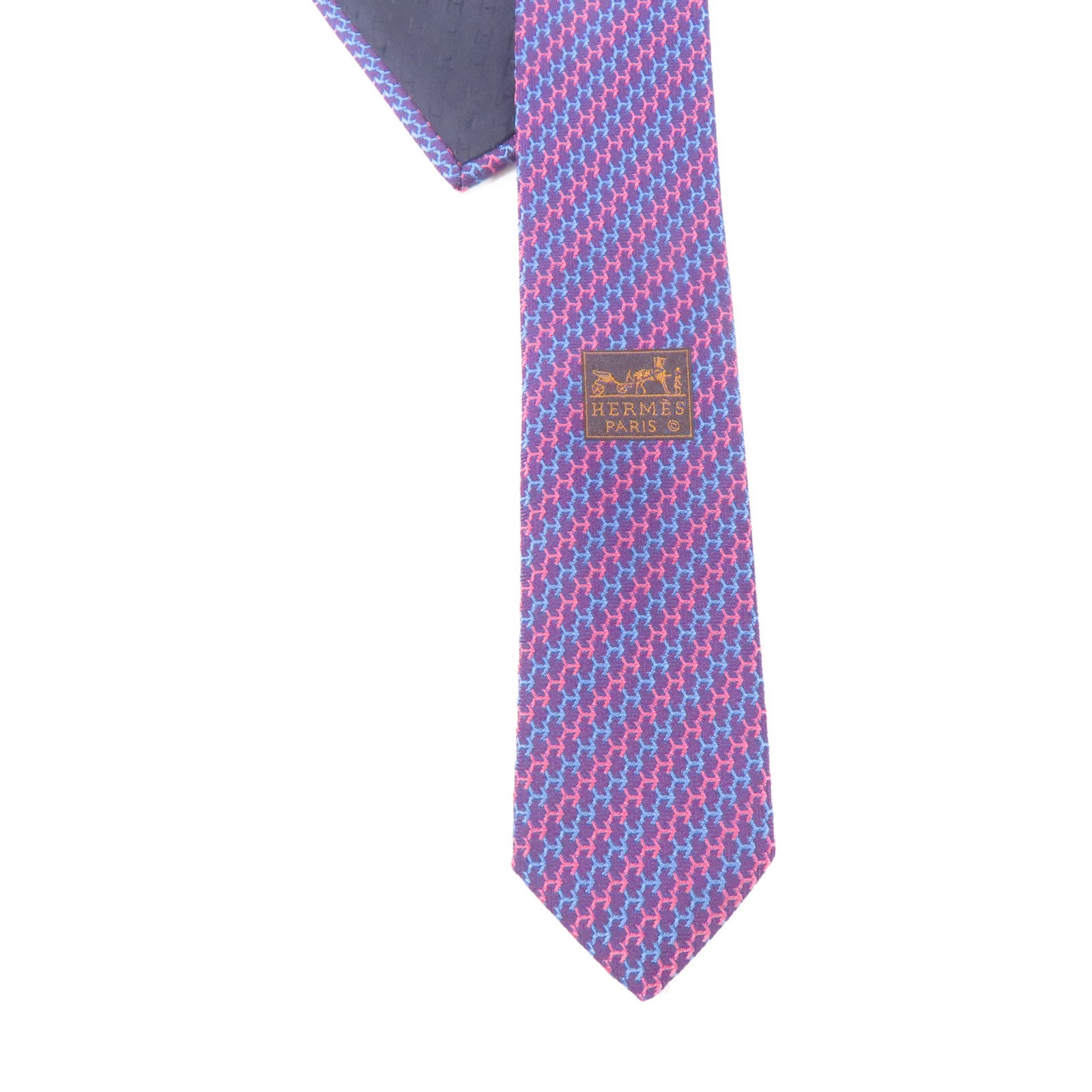 HERMES 絲質Necktie領帶紫色/粉紅色/藍色