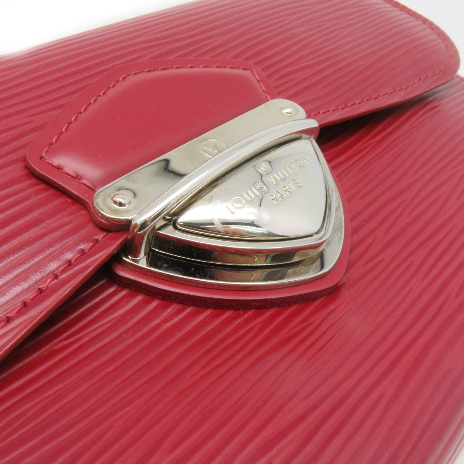 LOUIS VUITTON Epi Long Wallet silver buckle long wallet wine red
