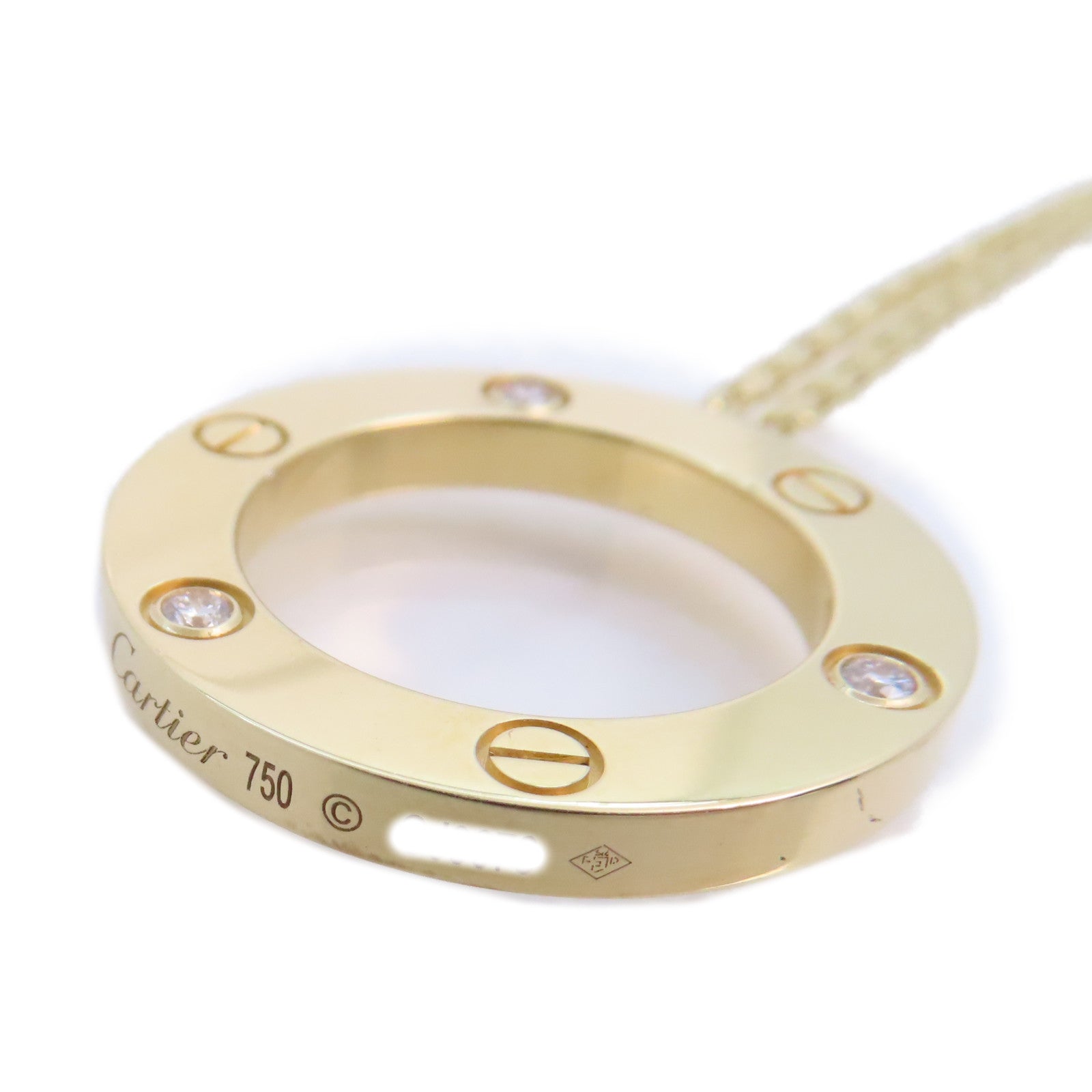 CARTIER 【激減優惠】18K黃金/鑽石Love Circle 3P Diamond Necklace金扣項鏈