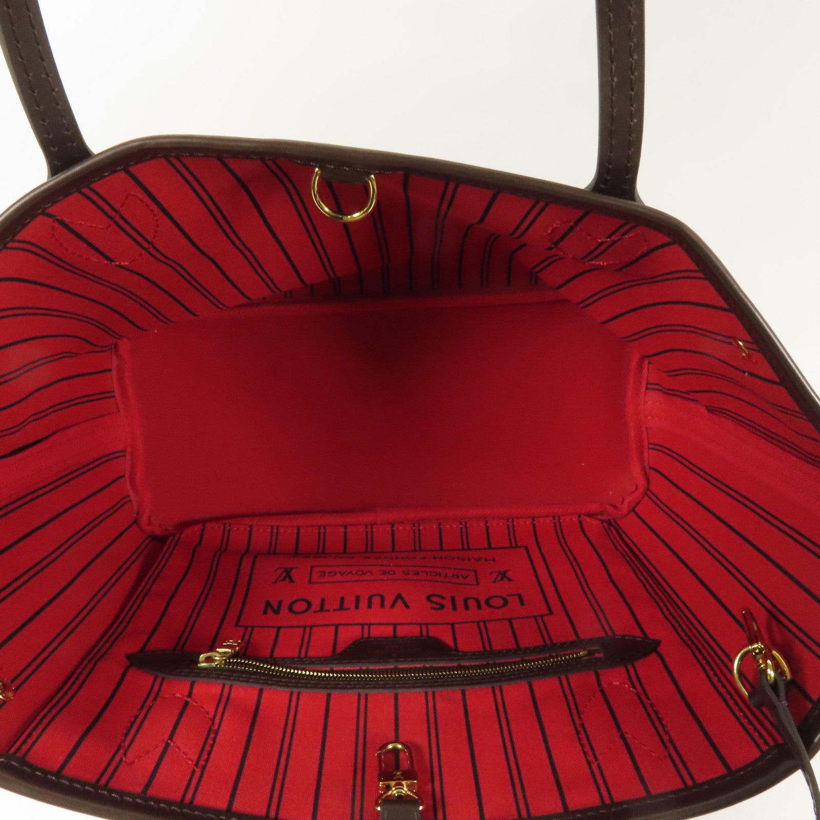 LOUIS VUITTON Damier Neverfull PM金扣手挽袋