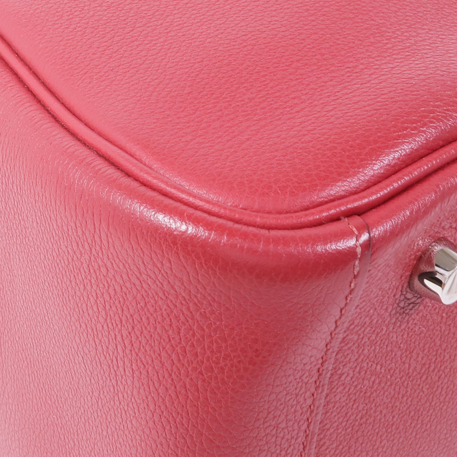 HERMES Clemence皮革Lindy 30銀扣肩背袋Rouge Casaque