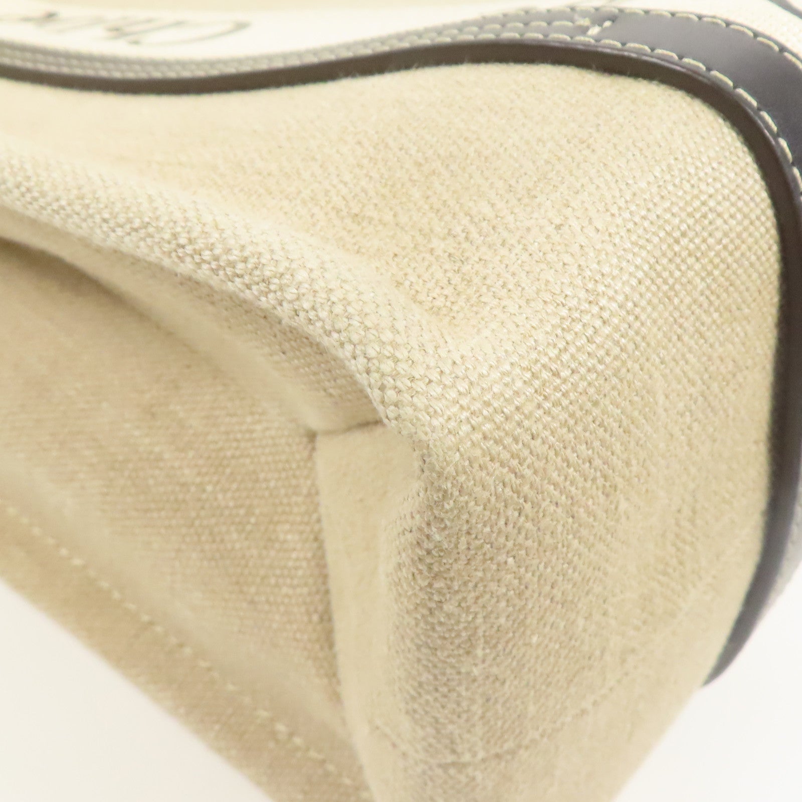 Chloe Woody Tote Bag Medium Canvas Beige Black