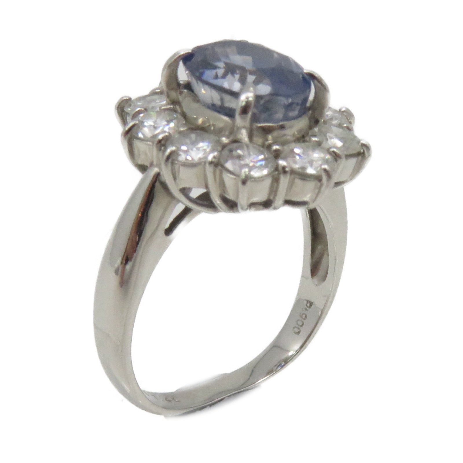 JEWELRY PT900 Platinum 3.995ct Sapphire/1.40ct Diamond Sapphire Ring Ring US#6