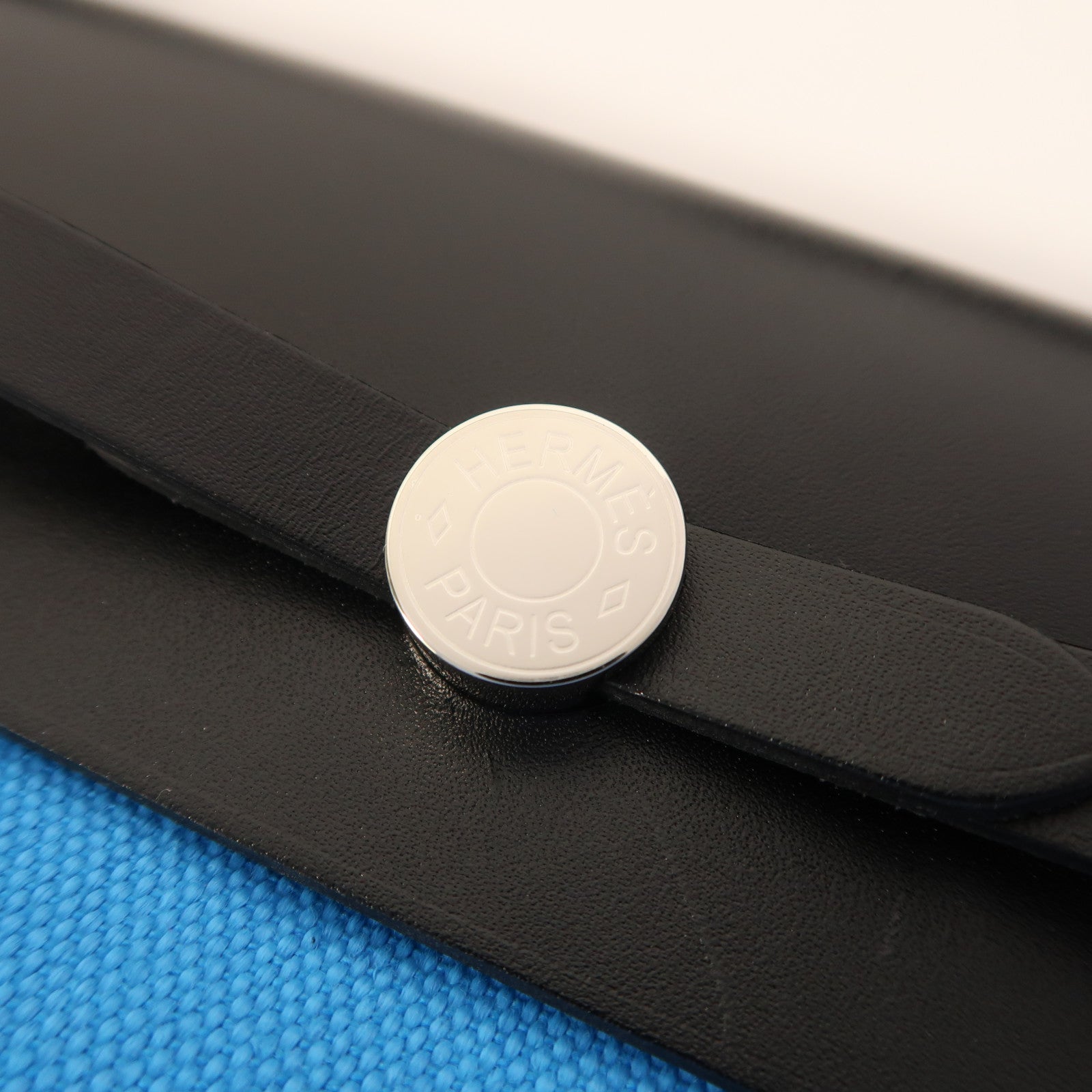 HERMES 【激減優惠】帆布Herbag Zip 20銀扣肩背袋Bleu Riviera/Noir