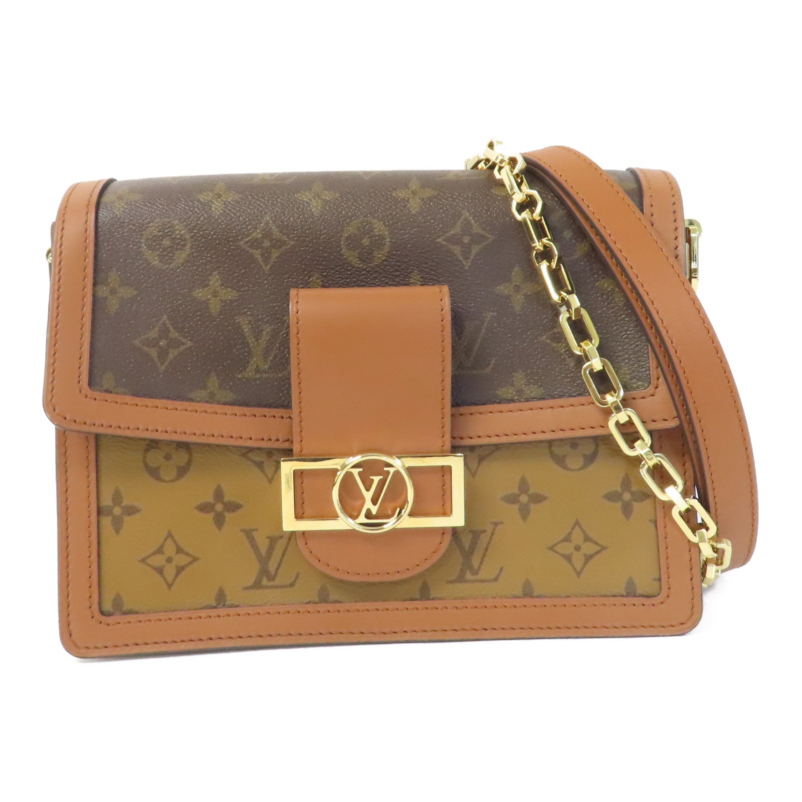 LOUIS VUITTON Monogram Dauphine金扣肩背袋啡色