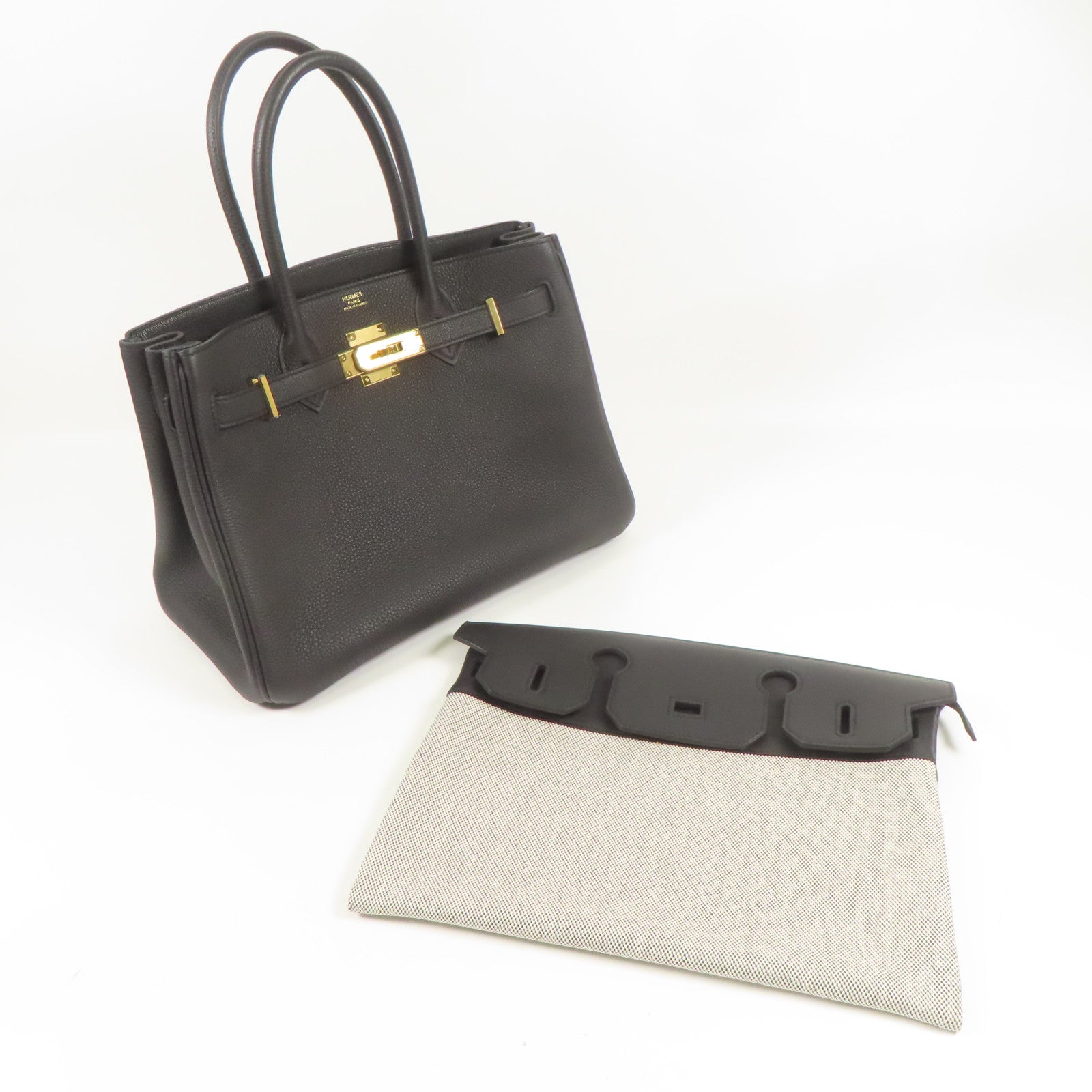 HERMES Togo皮革Birkin 30金扣手挽袋Black
