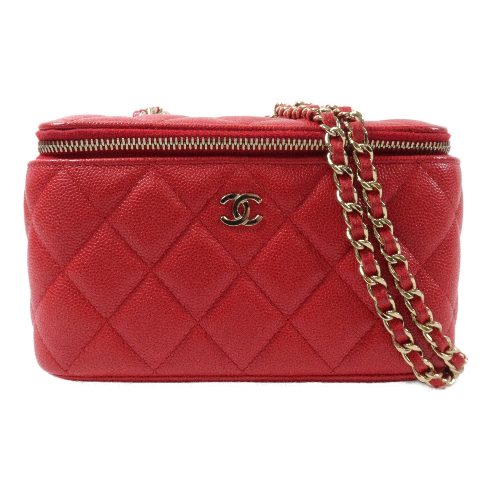 CHANEL 牛皮皮革Vanity Case鏈帶肩背袋