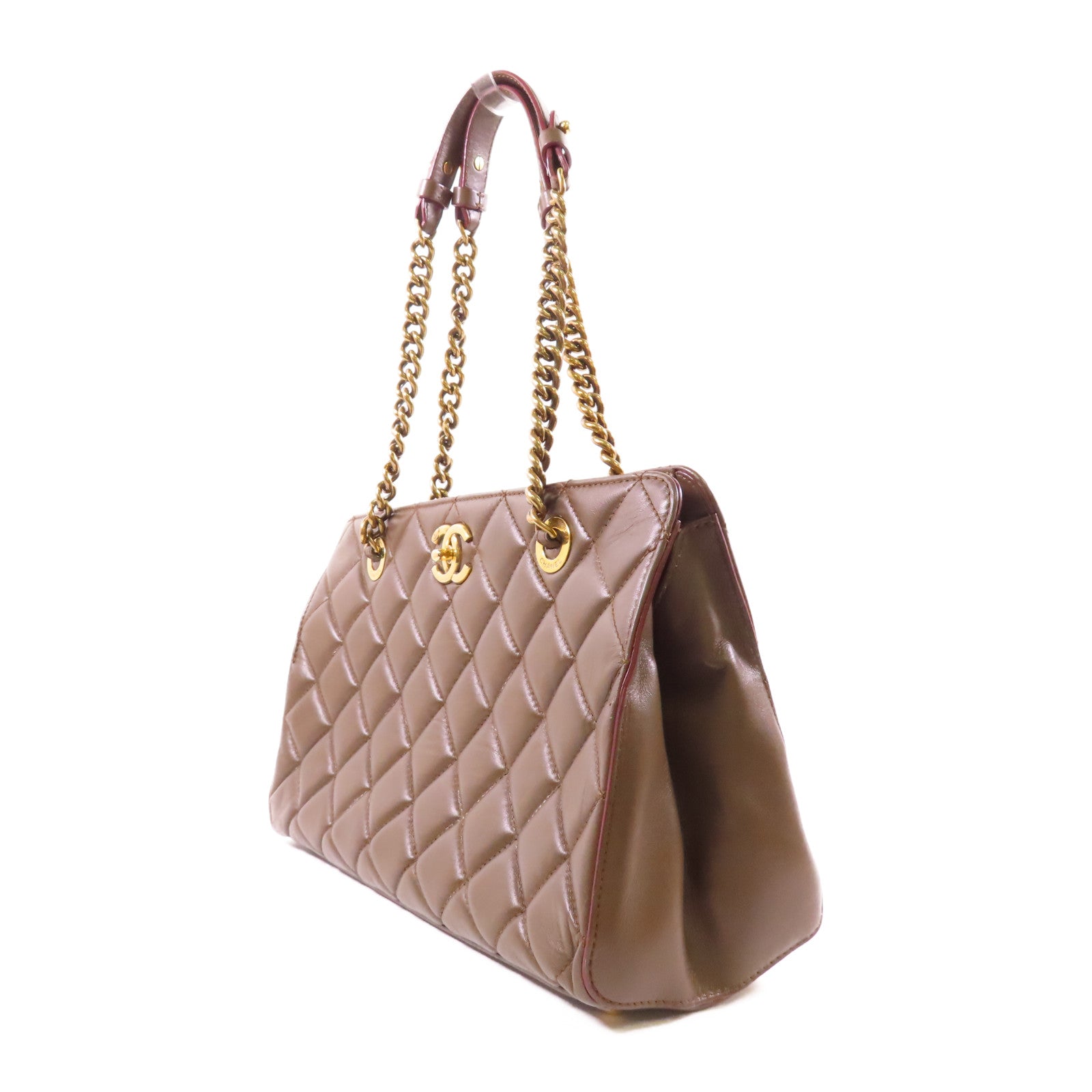 CHANEL 羊皮皮革Chain Shoulder金扣鏈帶肩背袋