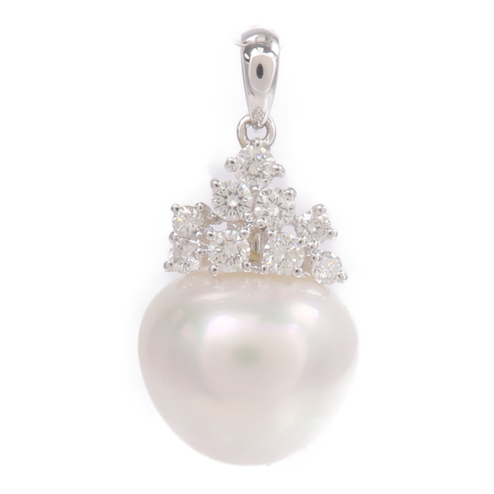JEWELRY 18K白金Top珍珠/鑽石吊墜