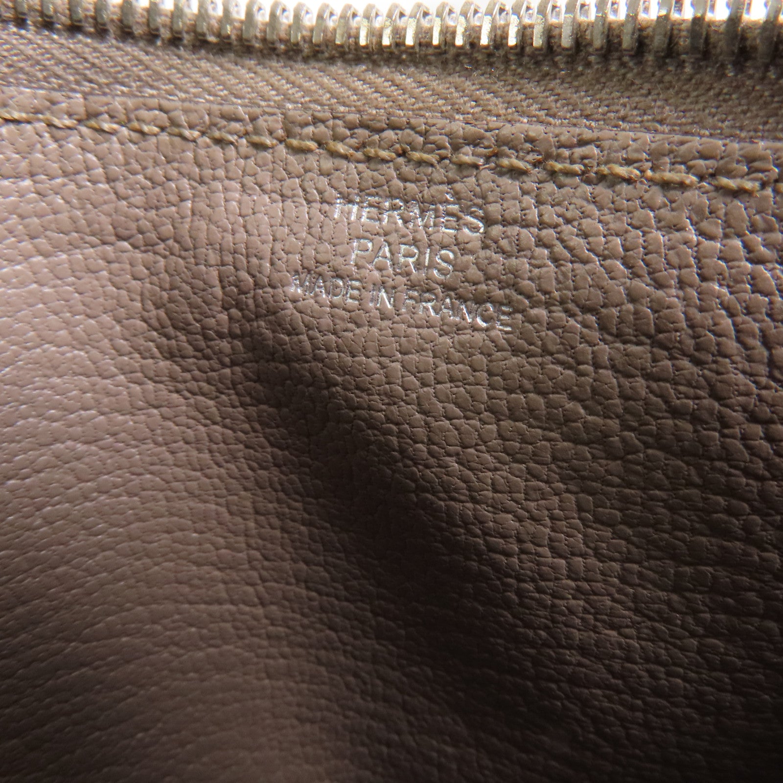 HERMES Evercolor皮革City Zip銀扣錢包/手拿包Etoupe