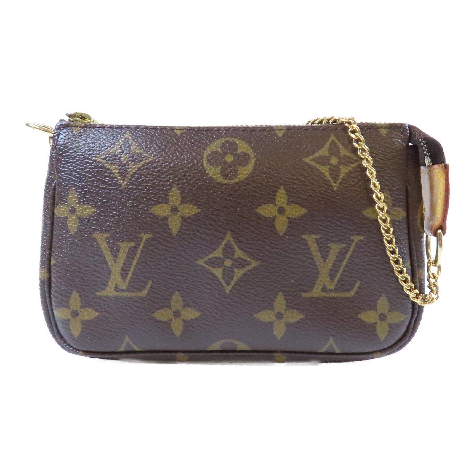 LOUIS VUITTON Monogram Hand Pouch金扣鏈帶手挽袋啡色