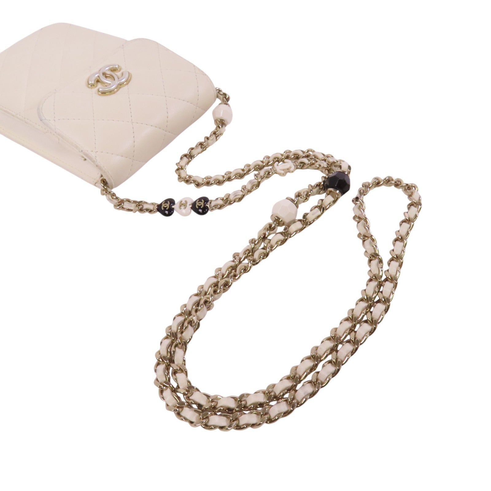 CHANEL 羊皮皮革Phone Bag金扣鏈帶肩背袋